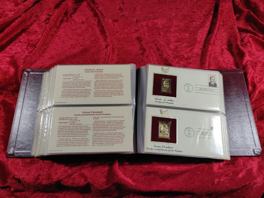 Golden Replicas of 1986 U.S. Presidents Stamps 22kt Proof Replicas Set of 36 - Image 3