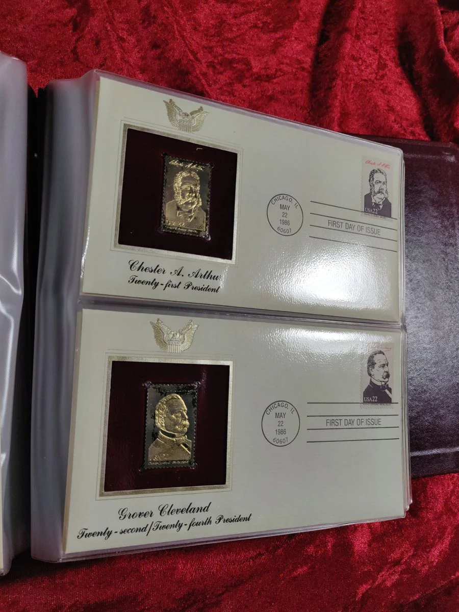 Golden Replicas of 1986 U.S. Presidents Stamps 22kt Proof Replicas Set of 36 - Image 5