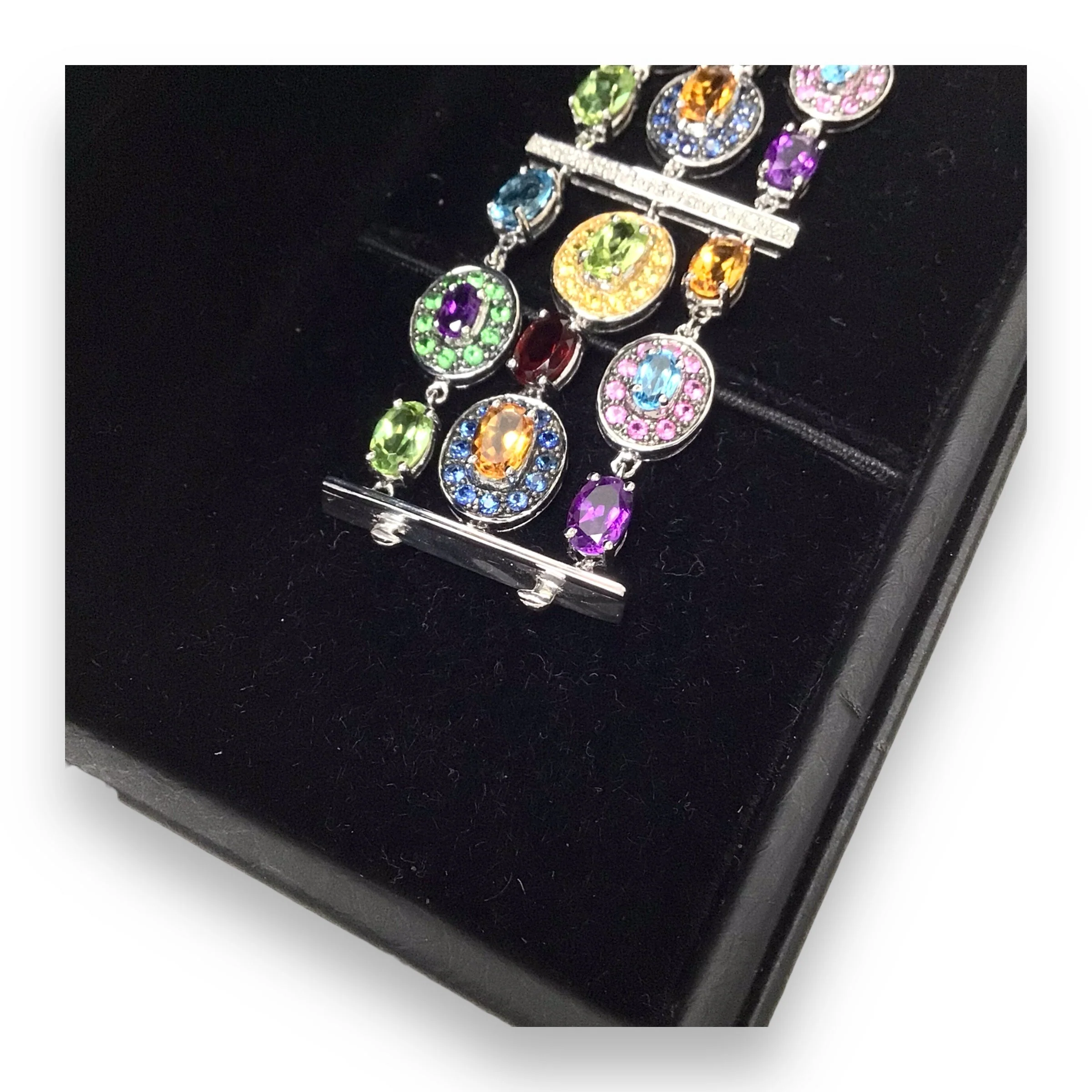 Gorgeous 14kt White Gold Multi-Gemstone Bracelet - Diamond, Topaz & More - Image 3