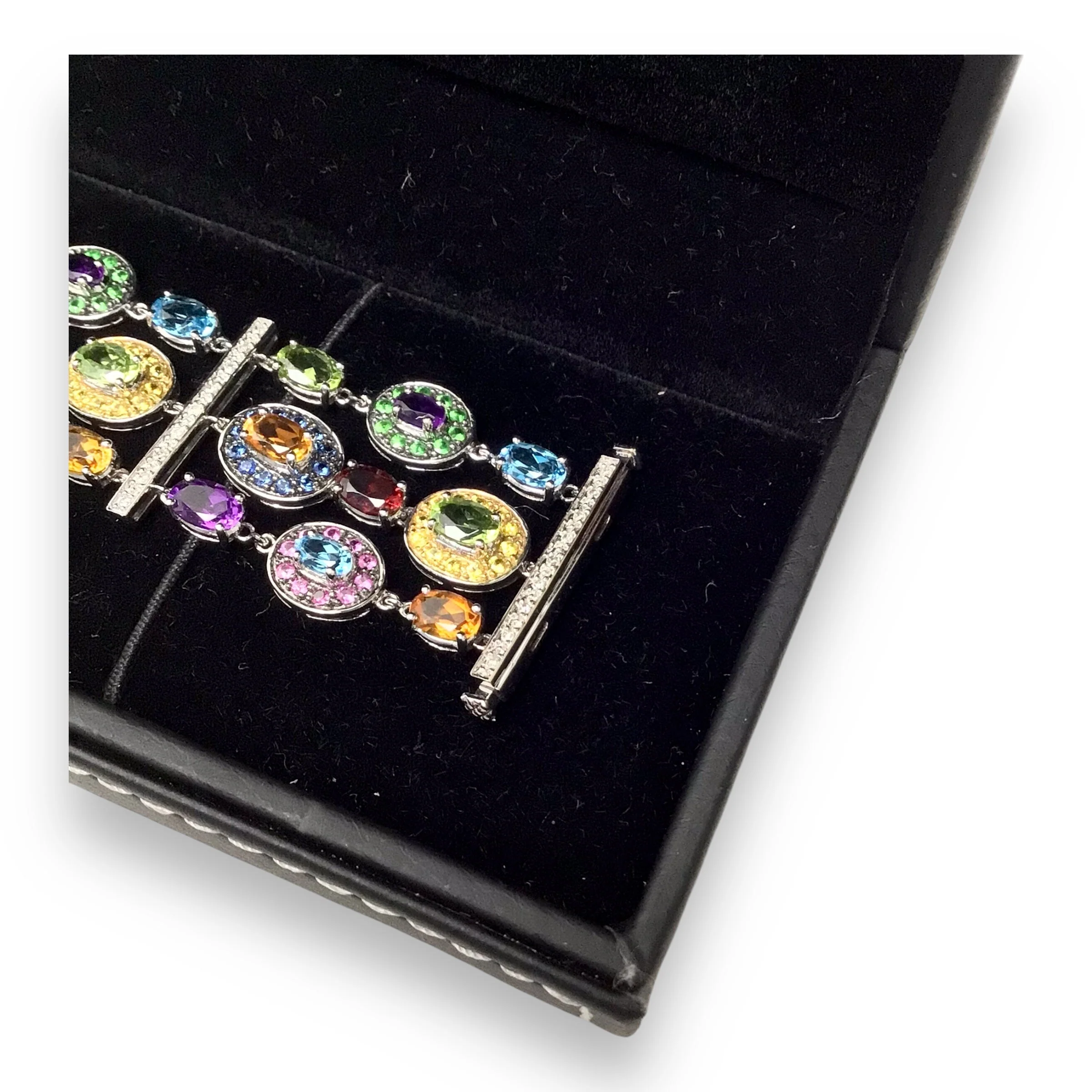 Gorgeous 14kt White Gold Multi-Gemstone Bracelet - Diamond, Topaz & More - Image 5