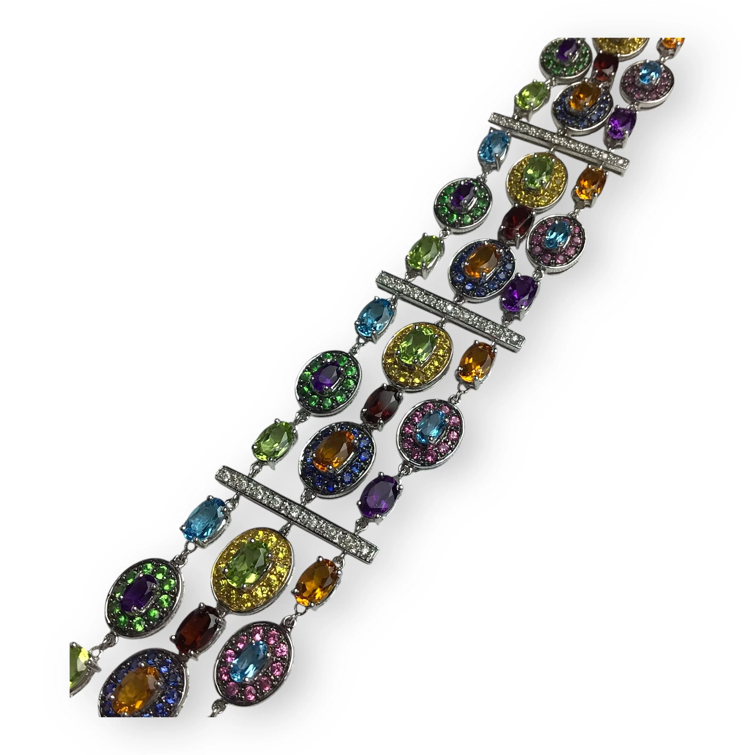 Gorgeous 14kt White Gold Multi-Gemstone Bracelet - Diamond, Topaz & More - Image 7