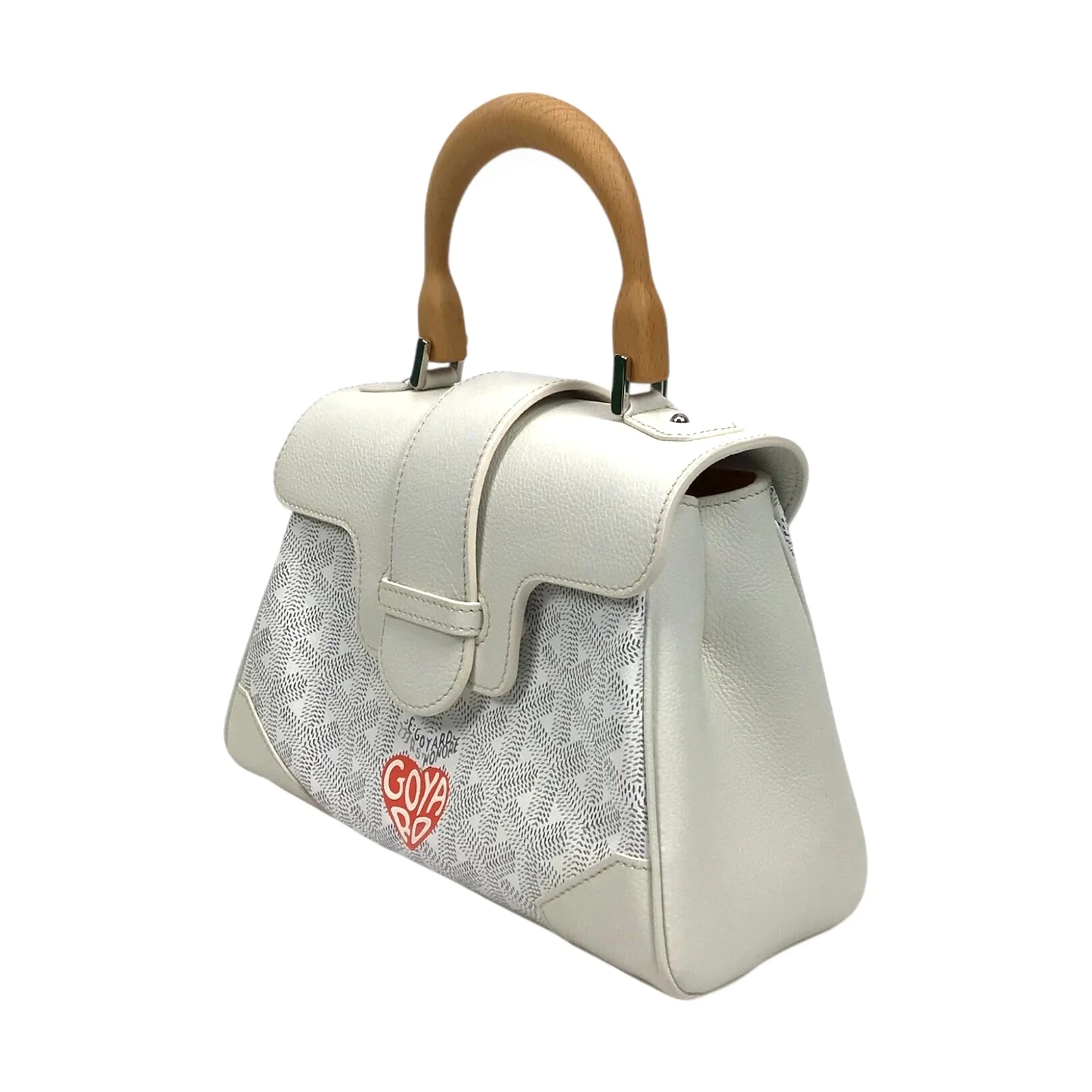 Goyard Saigon Souple Mini White Goyardine Canvas & Leather Bag - New w/ Box - Image 3