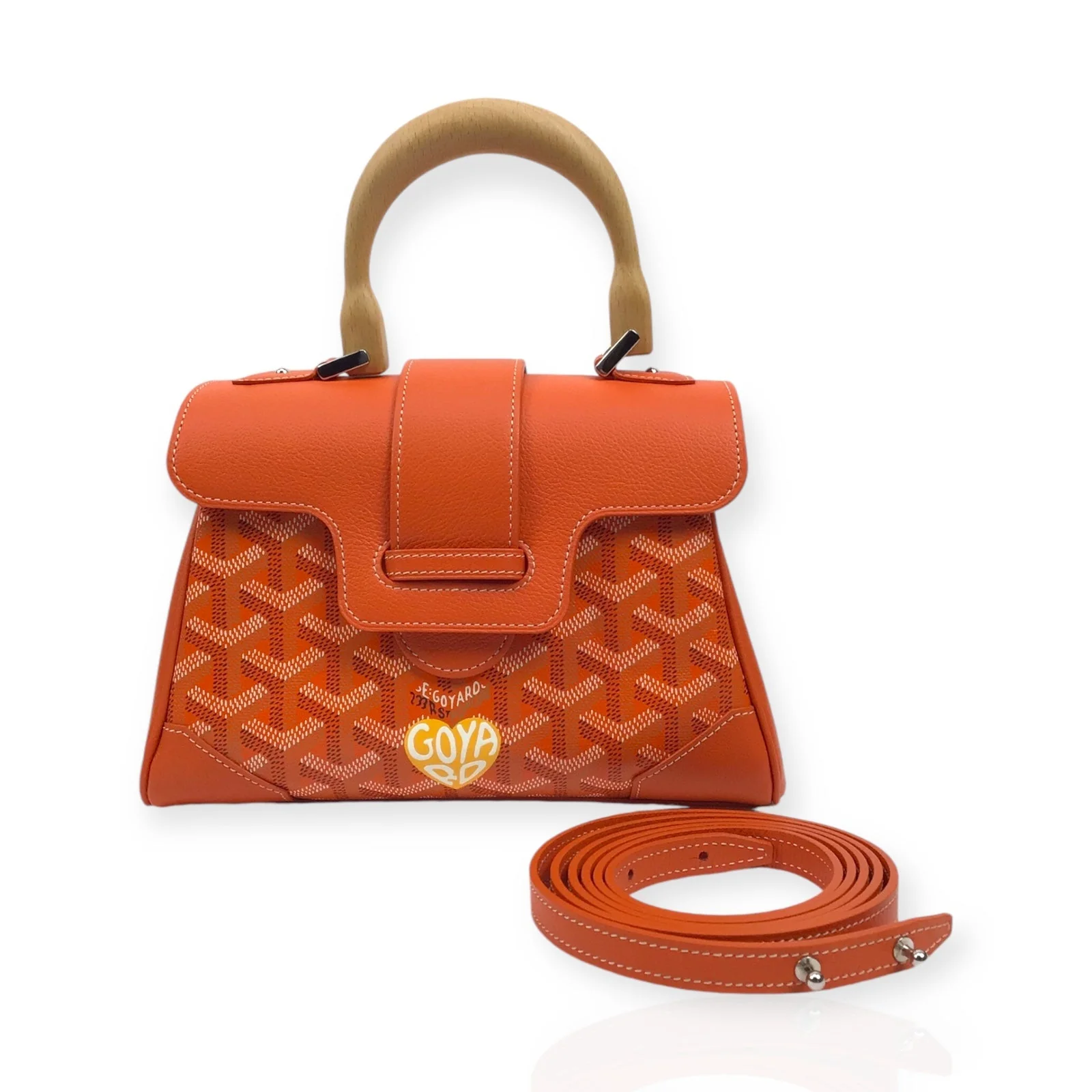 Goyard Saigon Souple Mini Orange Leather & Goyardine Canvas Bag - New w/ Box - Image 4