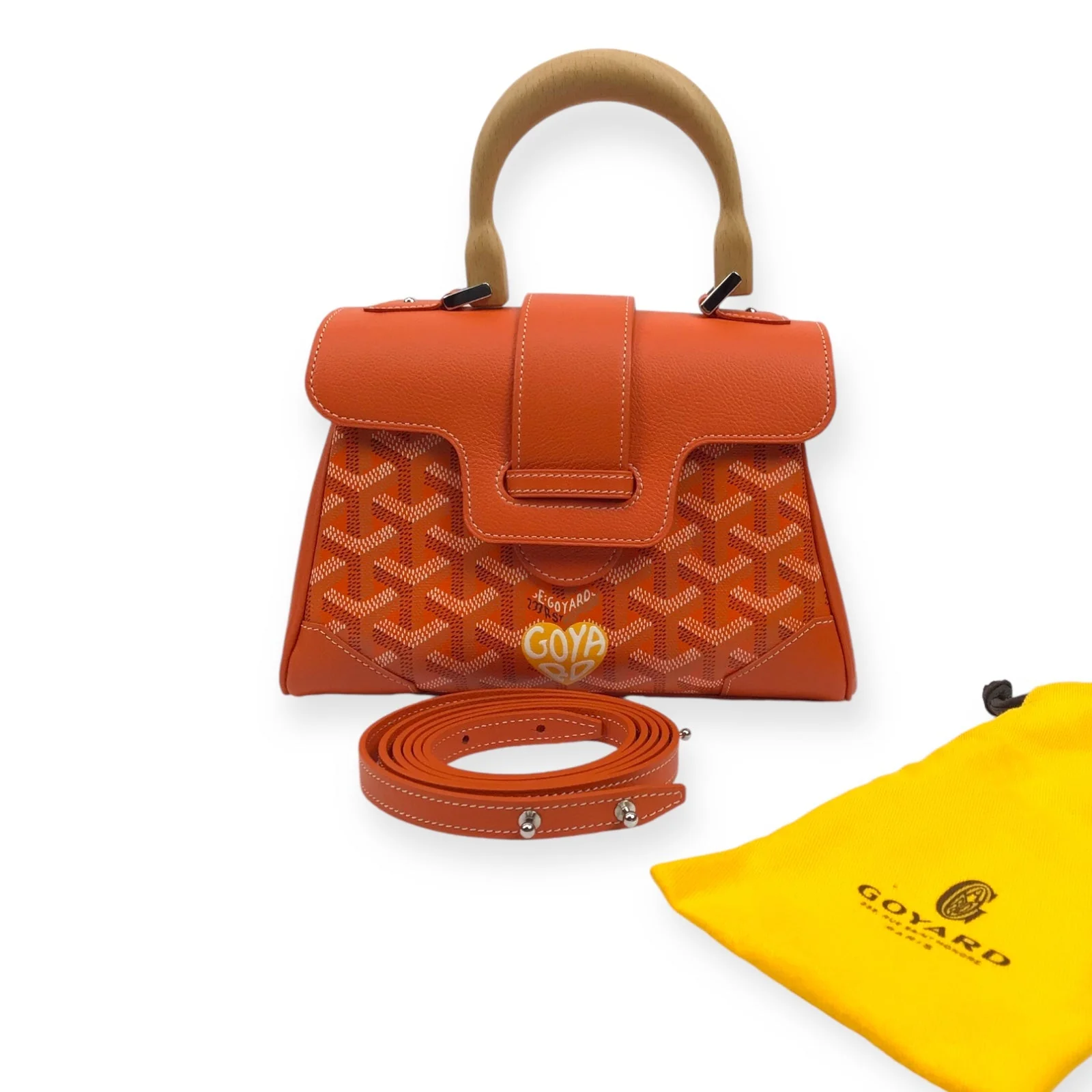 Goyard Saigon Souple Mini Orange Leather & Goyardine Canvas Bag - New w/ Box - Image 5