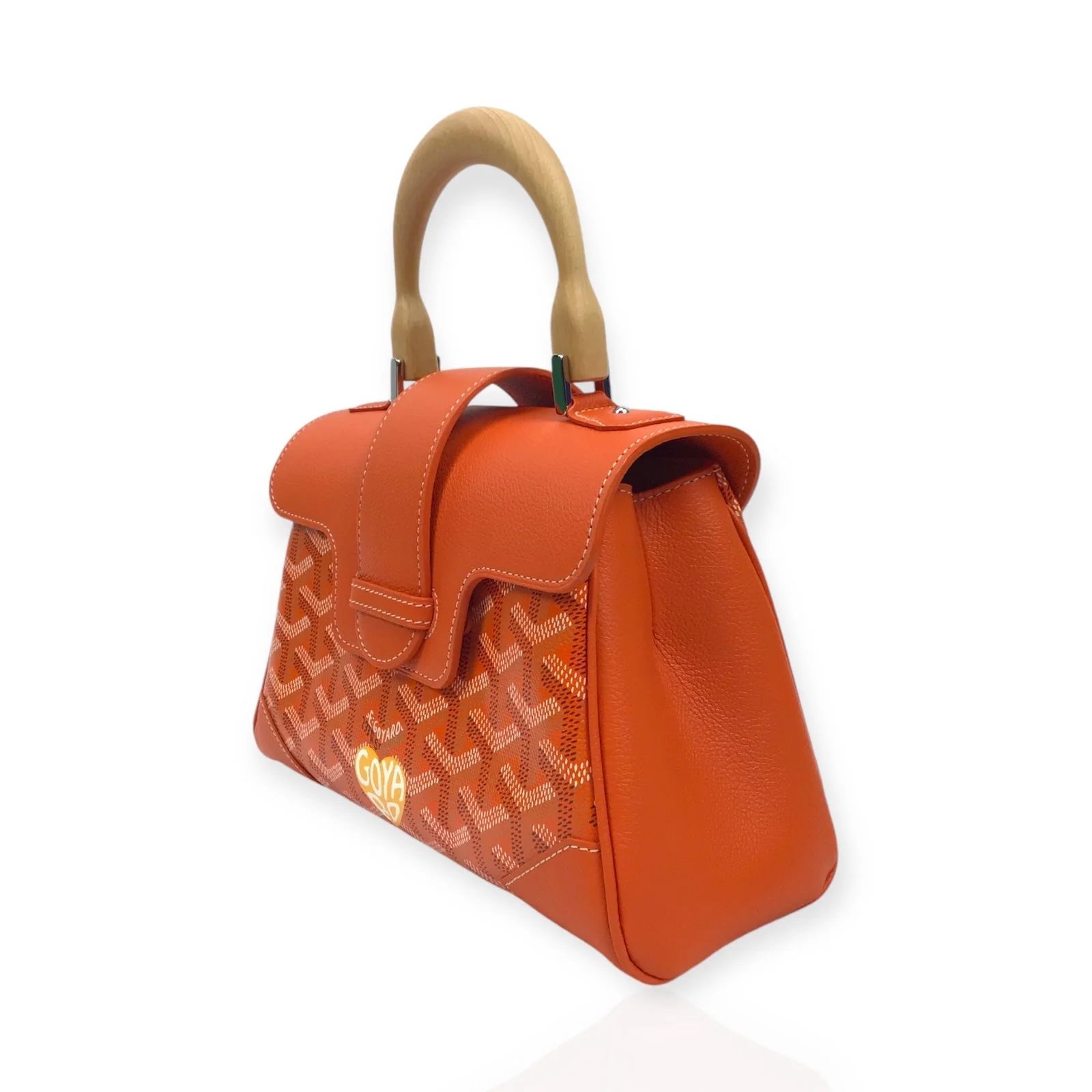 Goyard Saigon Souple Mini Orange Leather & Goyardine Canvas Bag - New w/ Box - Image 6