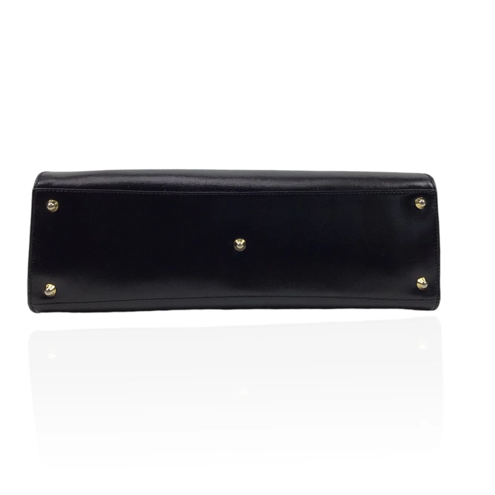 Gucci Black Calfskin Leather Handbag w/ Gold and Leather Straps - Image 14