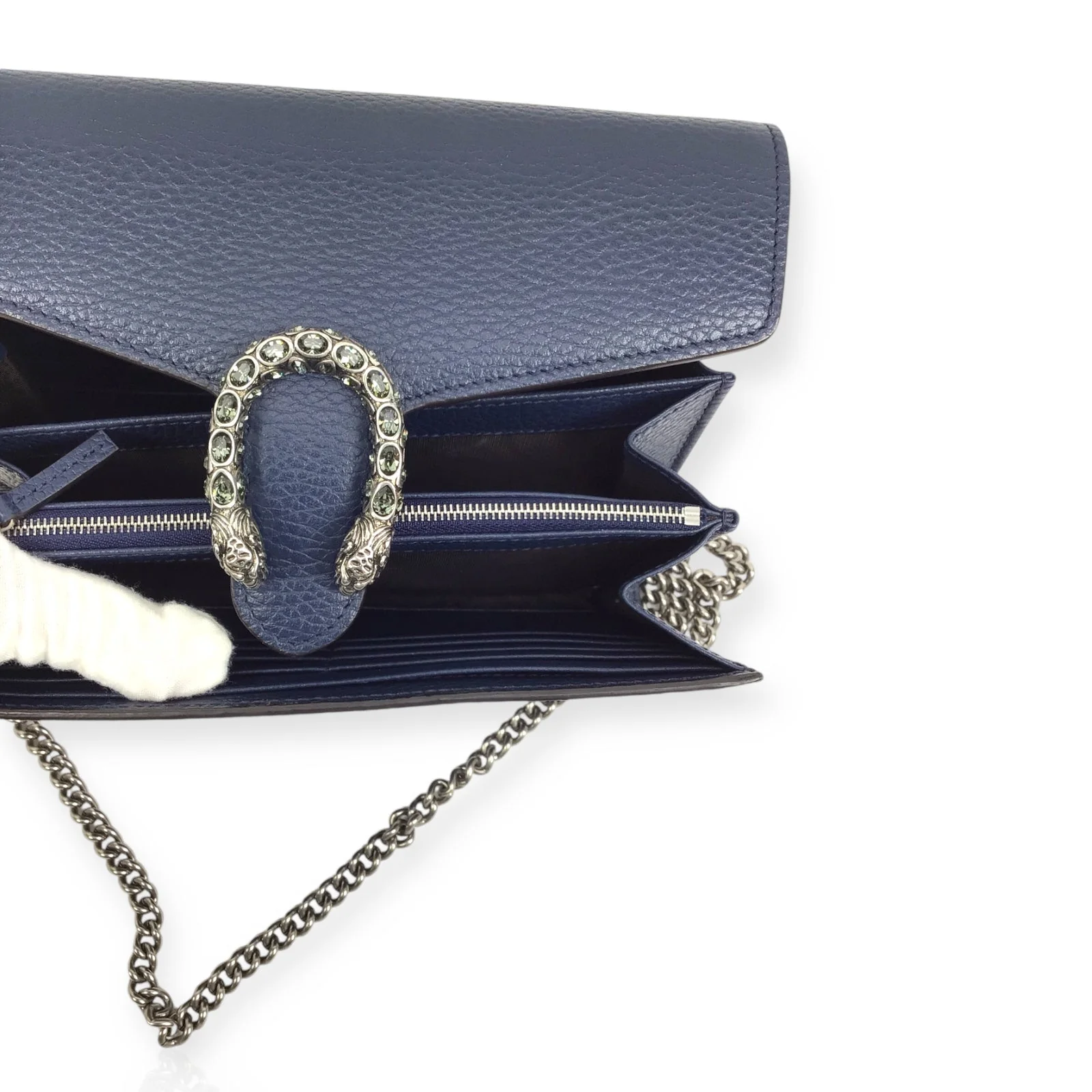 Gucci Dionysus WOC - Navy Calfskin Leather & Crystal Horseshoe Closure - Image 7