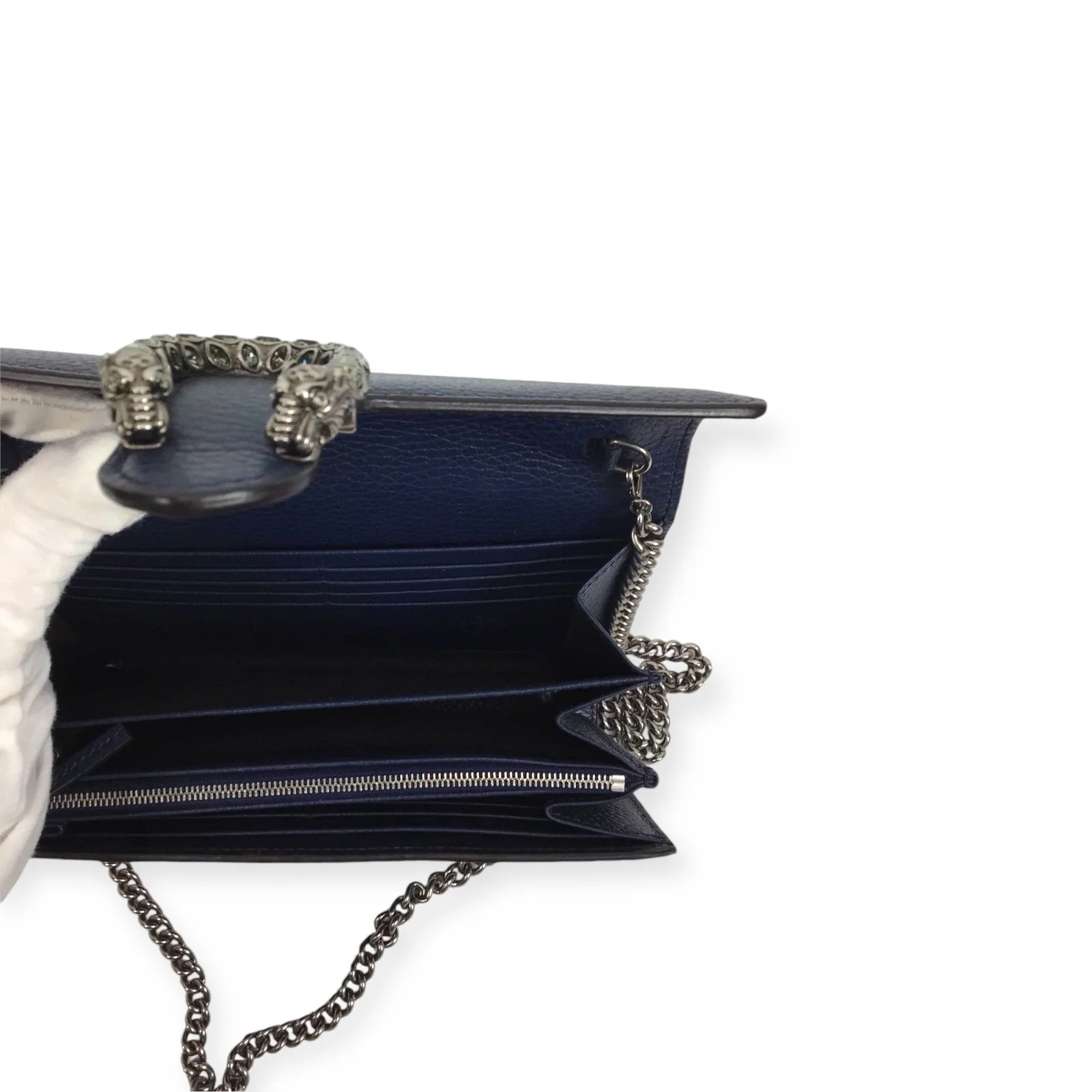 Gucci Dionysus WOC - Navy Calfskin Leather & Crystal Horseshoe Closure - Image 8