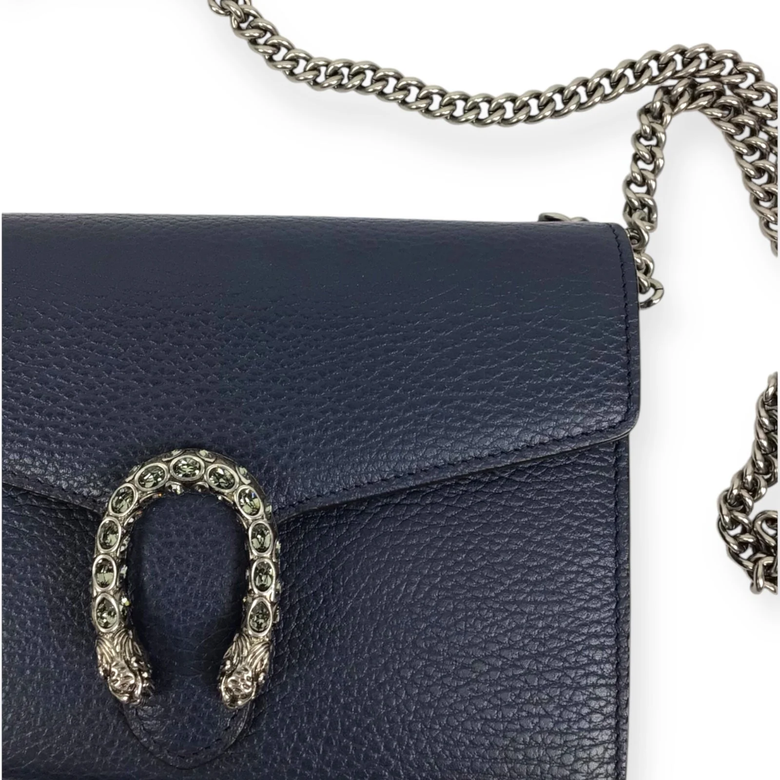 Gucci Dionysus WOC - Navy Calfskin Leather & Crystal Horseshoe Closure - Image 9