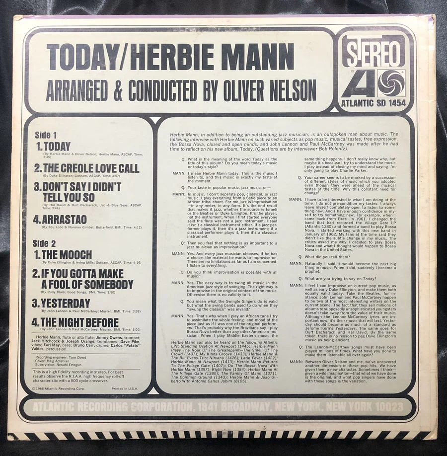 Herbie Mann- Today - SD1454 - Image 2