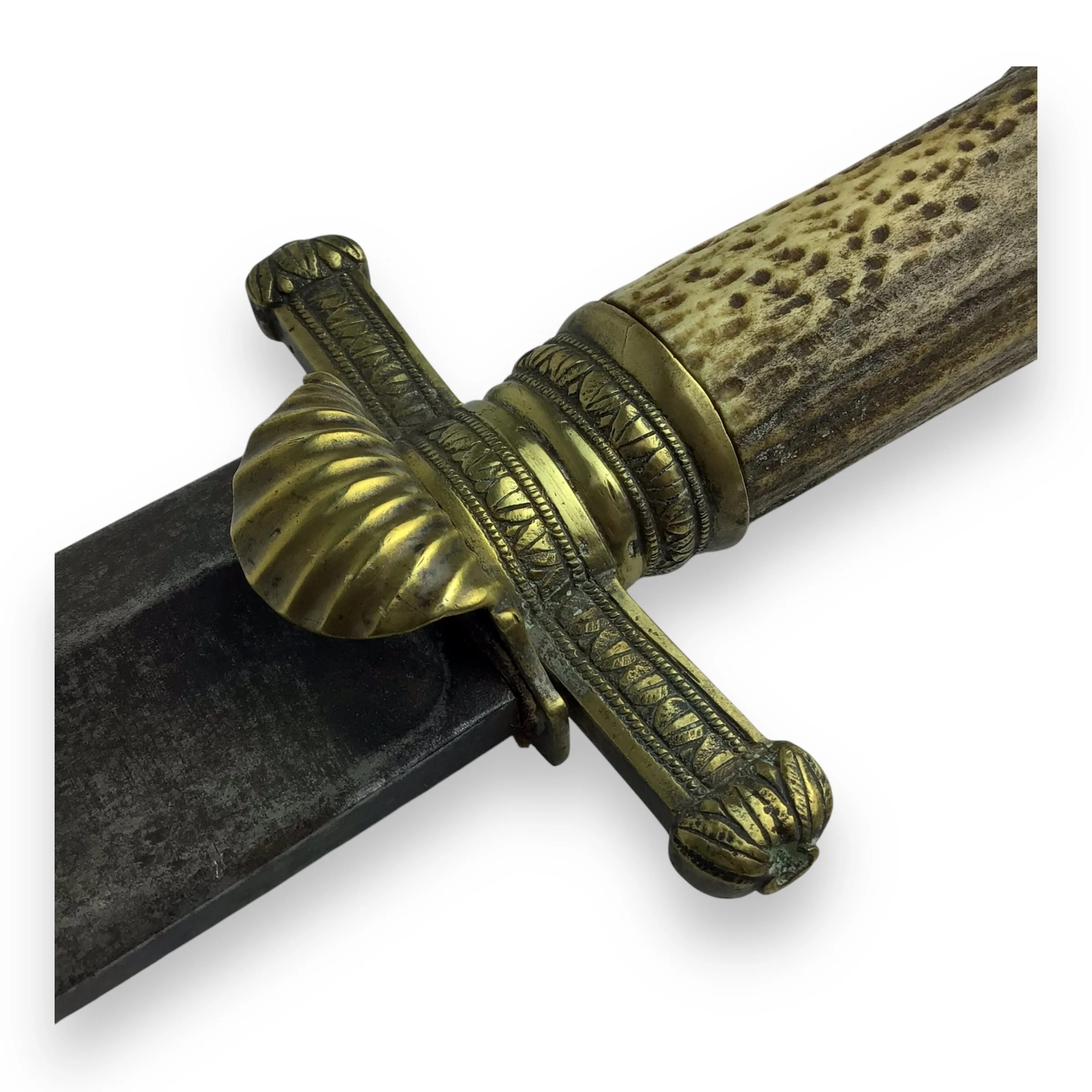US Civil War Confederate Short Sword w/Antler Grip – 1780 European Blade - Image 12