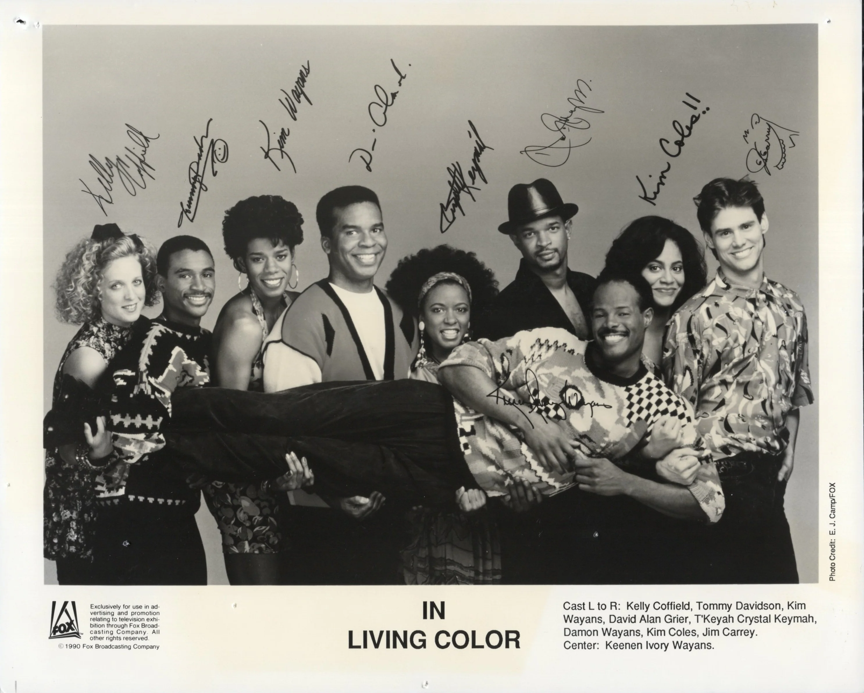 In Living Color Signed Photo 8x10 B&W, In Living Color Autographs from Entire Cast, Possibly Autopen or Facimile