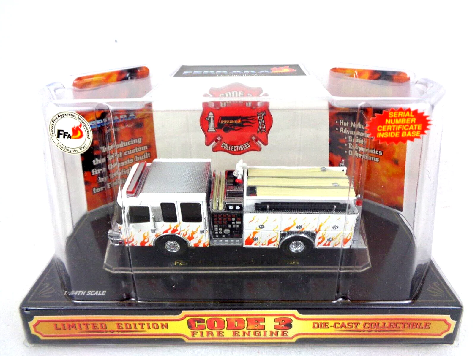Inferno Pumper - Code 3 Ferrara Diecast 1/64 Fire Engine New - Mint in Dome 12330