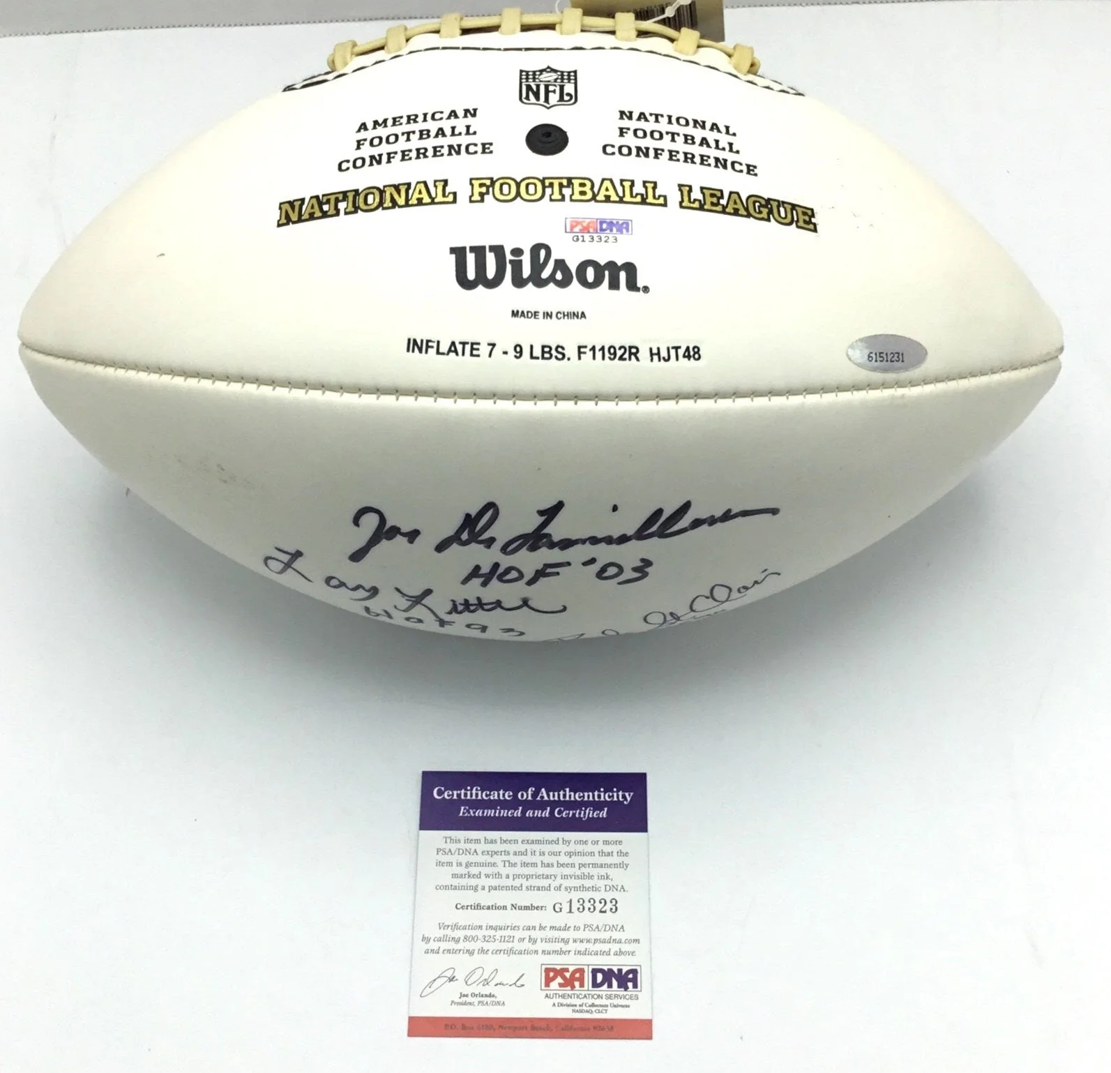 Larry Little H.O.F. 93 Authentic PSA/DNA Autographed Wilson NFL Bob St. Clair - Image 2