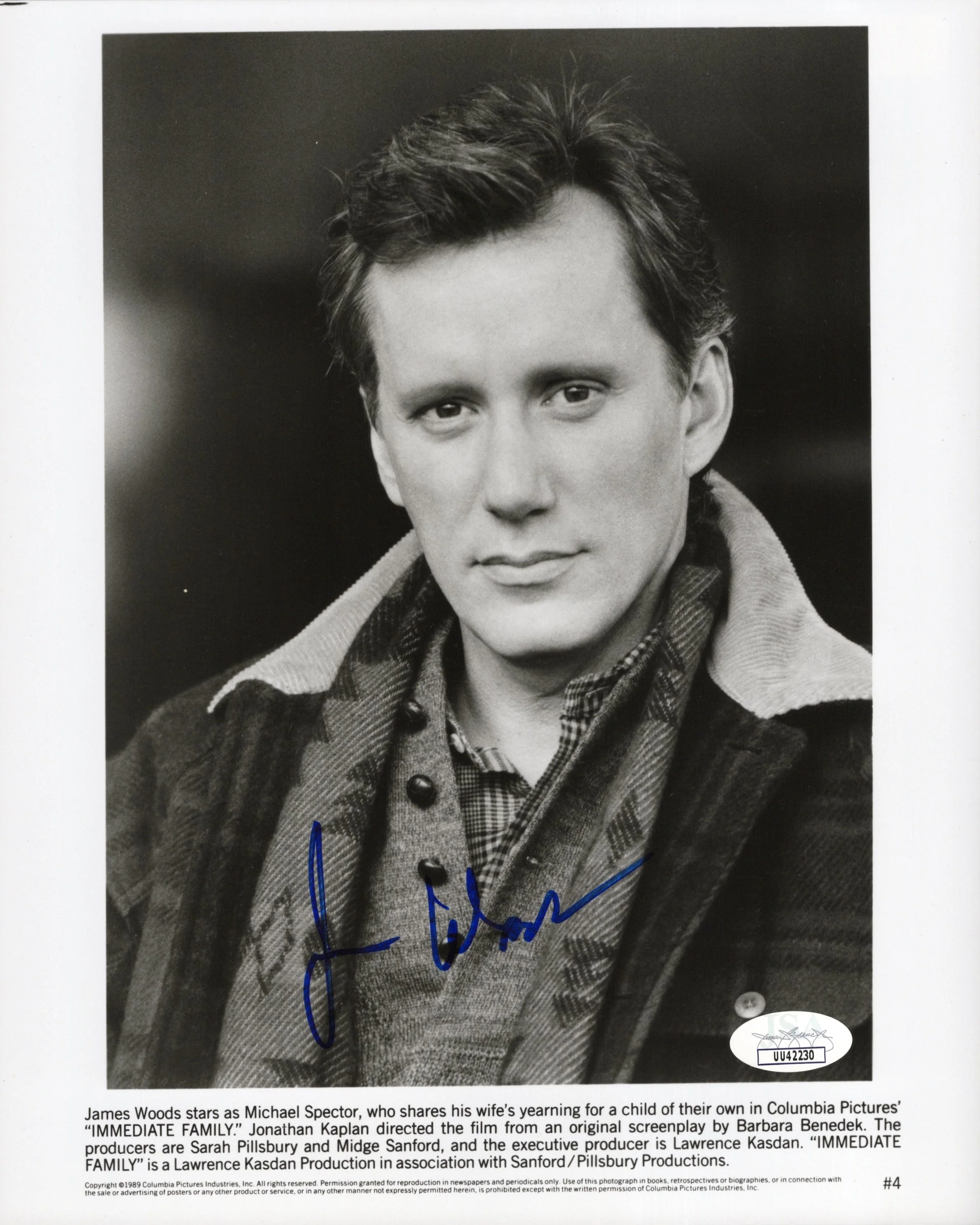 James Woods Signed Movie Promo 8x10 Immediate Family JSA & PSA Certified UU42230