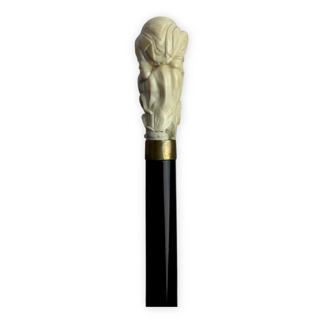 Japanese Ivory Cane with Warrior Fighting Squid Handle - Image 6