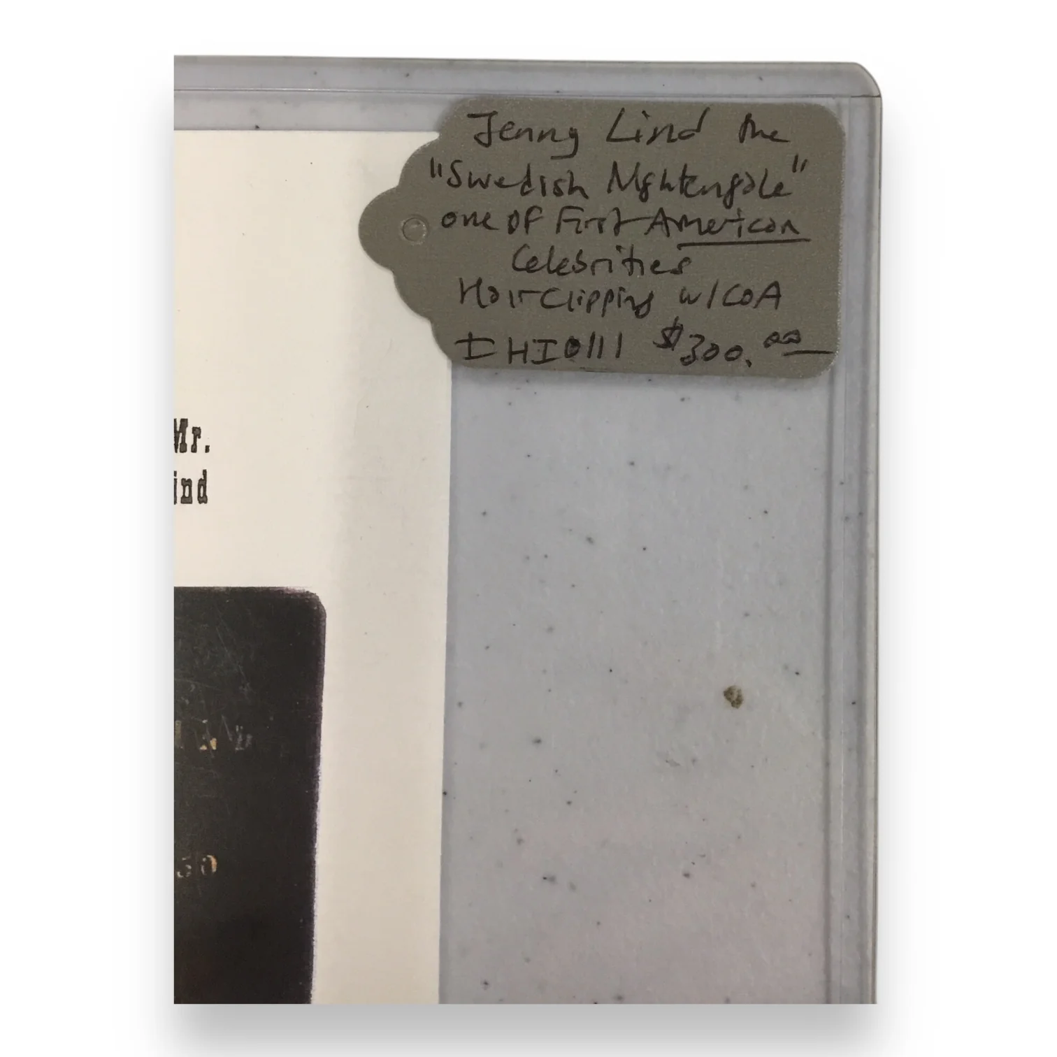 Jenny "Swedish Nightengale" Lind Hair Clipping with Certificate of Authenticity - Image 5