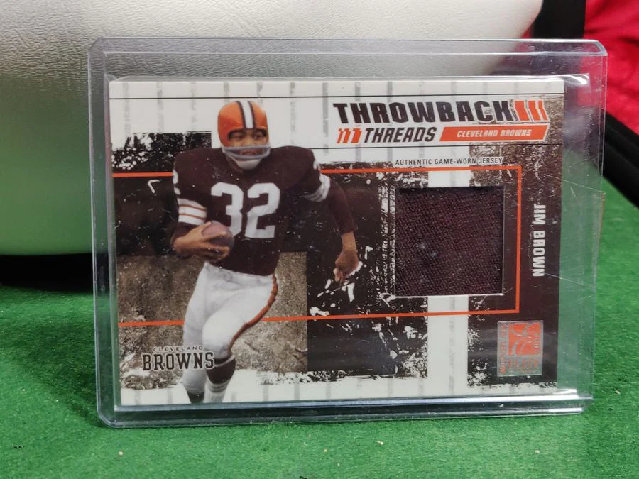 Jim Brown Autographed Football Browns Shadowbox w/ Jersey Card & Figure - Image 4