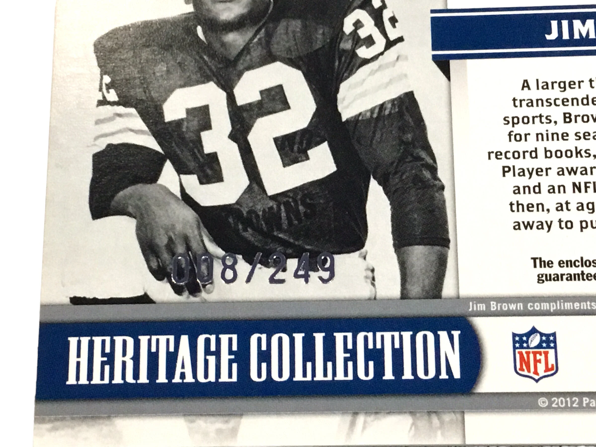 Jim Brown Browns Certified Authentic Autographed Mini-helmet Shadowbox & Jersey Card - Image 8