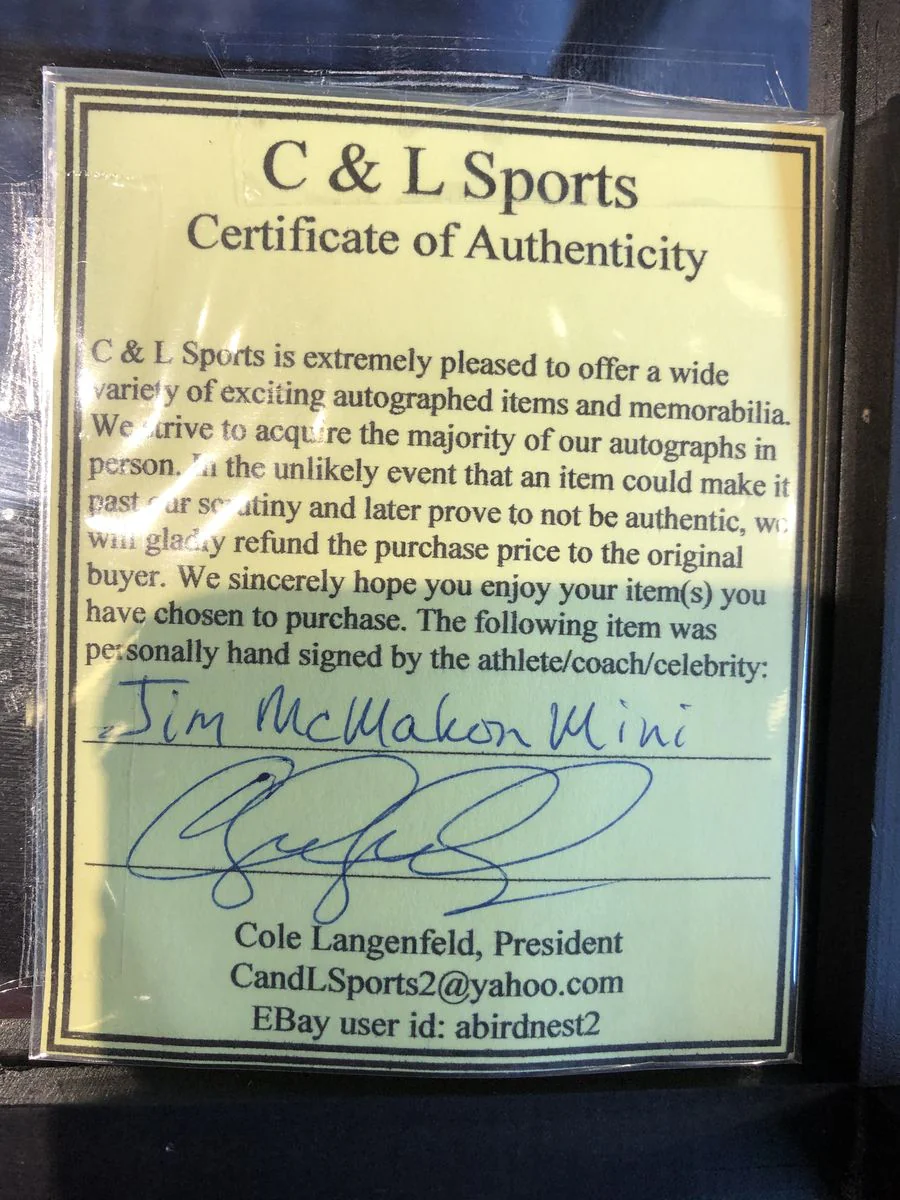 Jim McMahon Bears Guaranteed Authentic Autographed Mini-helmet Shadowbox - Image 5