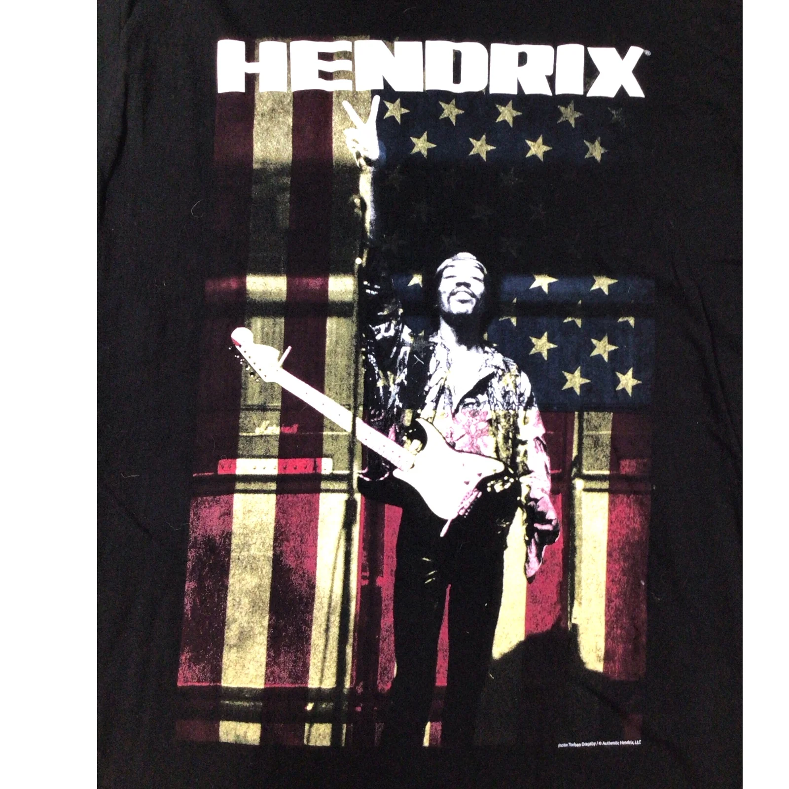 Jimi Hendrix Band T-Shirt- American Flag Background - Image 2