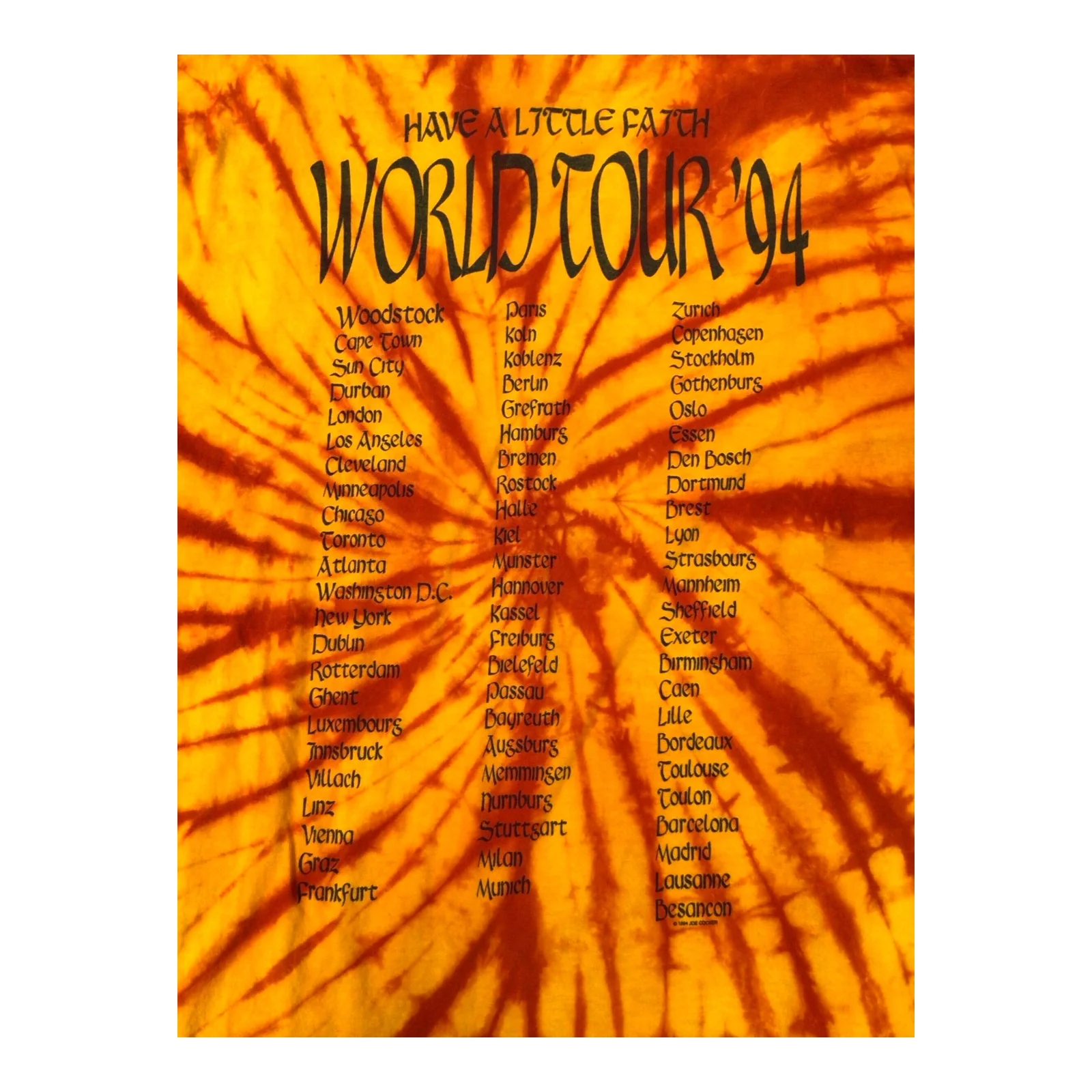 Joe Cocker Have a Little Faith 1994 World Tour - Concert T-Shirt - Image 4