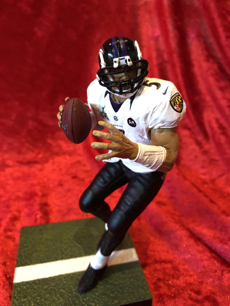 Joe Flacco Ravens Signed Mini Helmet w/ Card & Action Figure COA JSA - Image 2