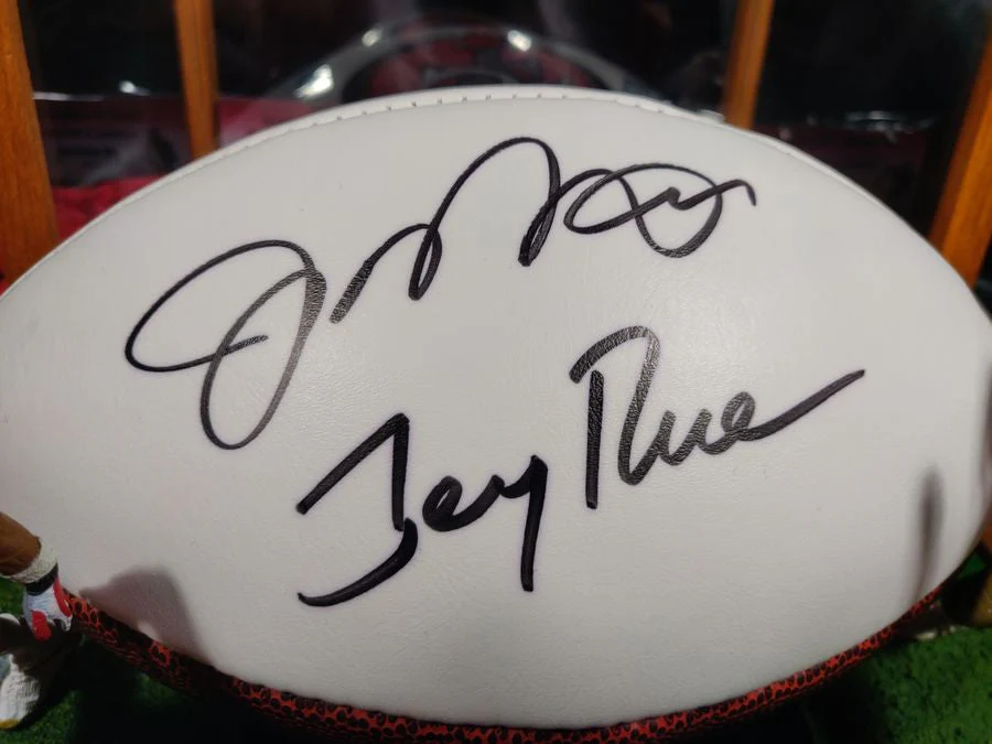 Joe Montana Jerry Rice Signed Football Shadowbox 49ers w/ Card & Figures GT Sports - Image 10