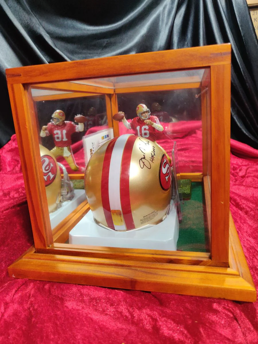 Joe Montana San Francisco 49'ers Autographed Mini Helmet Shadowbox w/ More - Image 5