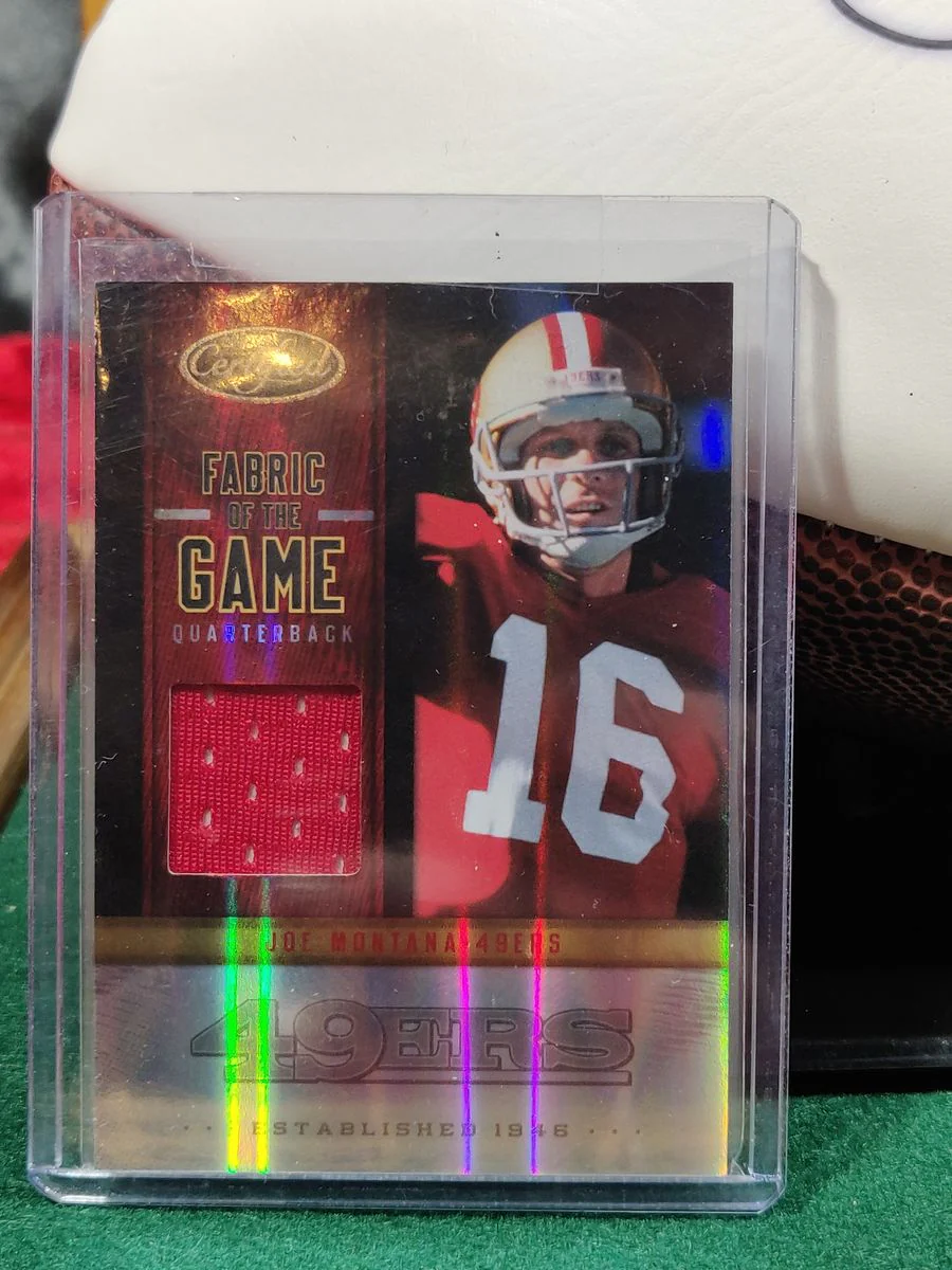 Joe Montana Signed Football Shadowbox 49ers HOF 2000 Ball w/ Card & Figure - Image 9