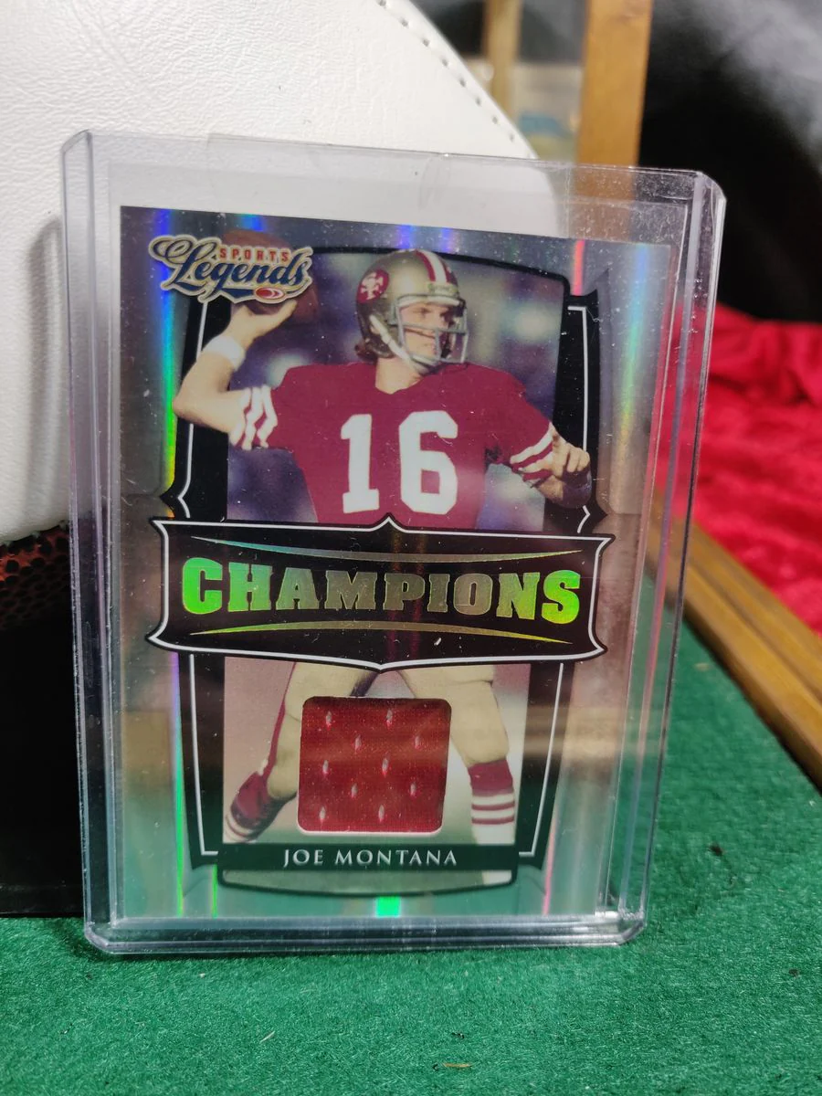 Joe Montana Signed Football Shadowbox 49ers HOF/SB MVP Ball w/ Card & Figure - Image 7