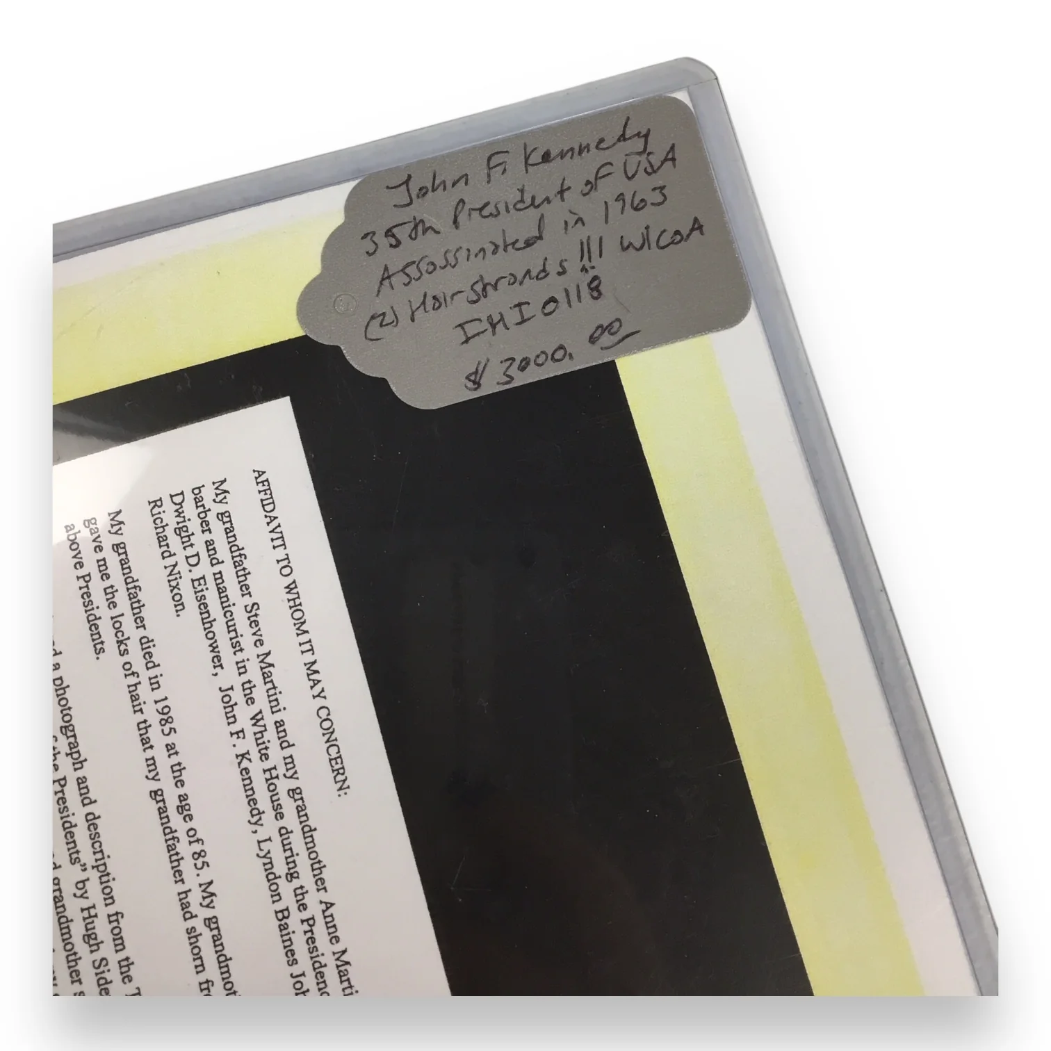 John F. Kennedy Hair Clipping with Certificate of Authenticity - Image 6