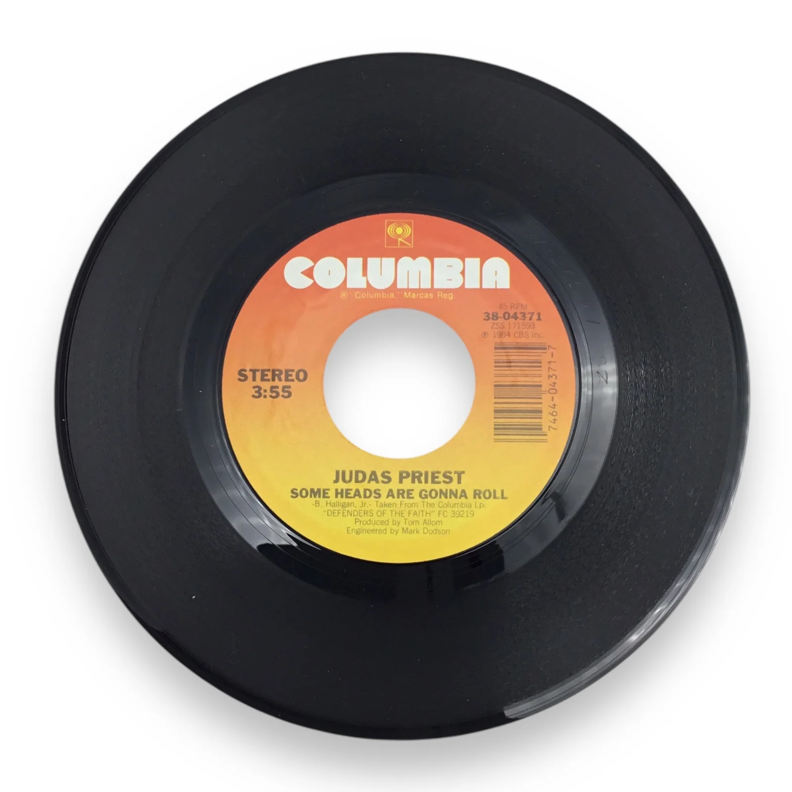 Judas Priest Some Heads Are Gonna Roll / Breaking the Law (Live) 45 Record Vinyl Columbia - Image 2