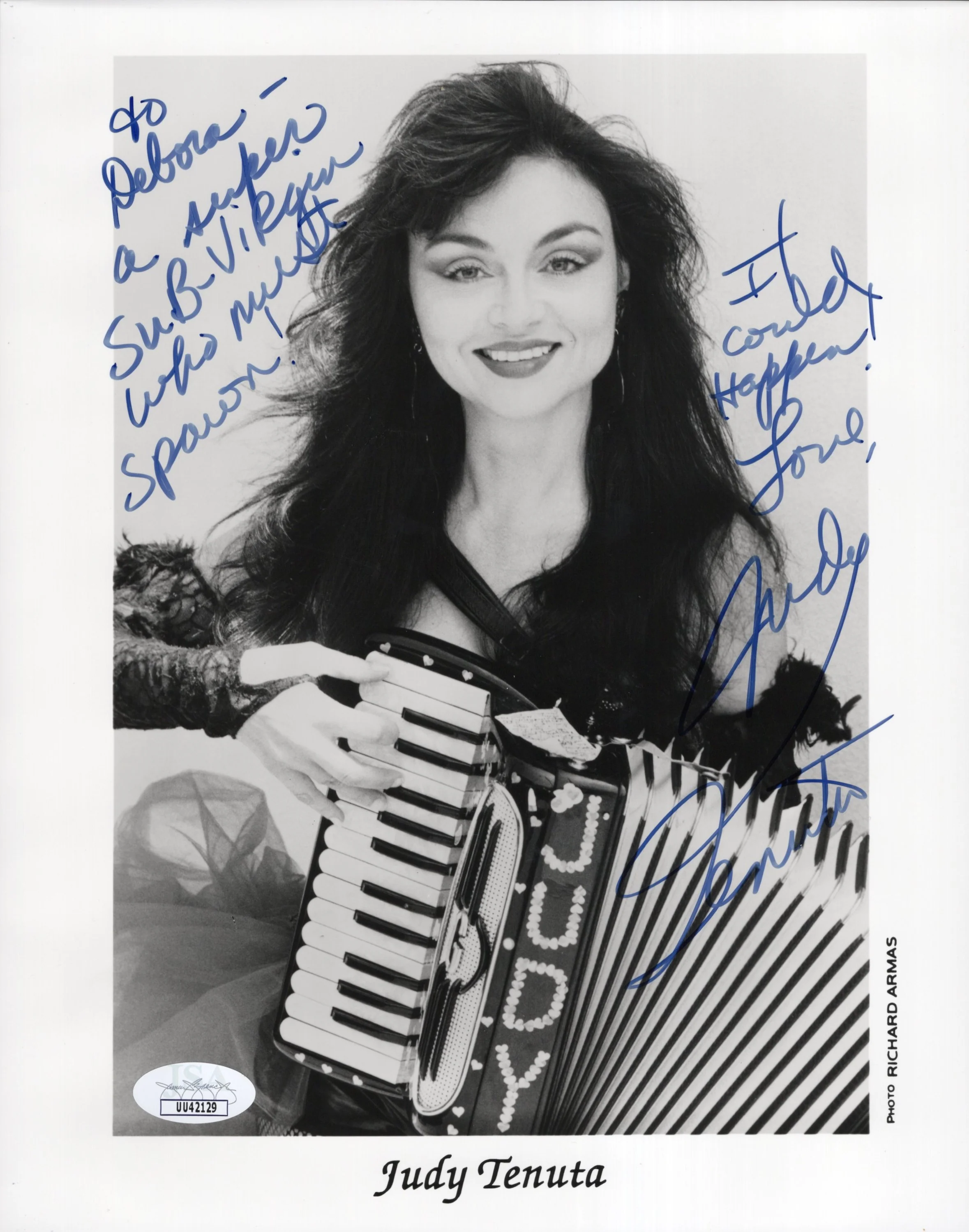 Judy Tenuta Signed Photo 8x10 B&W Personalized, Judy Tenuta Autograph, JSA Certified Authentic UU42129