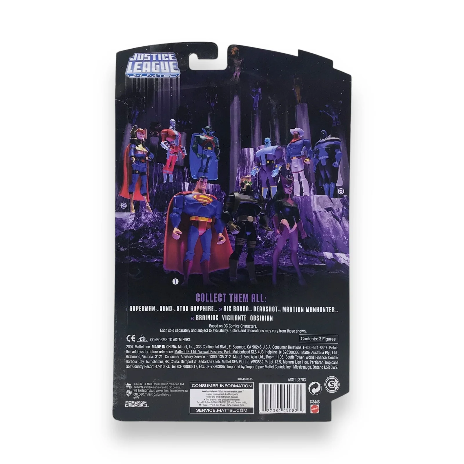 Justice League Unlimited 3-Pack Obsidian Vigilante Brainiac Mattel 2007 NIB - Image 3