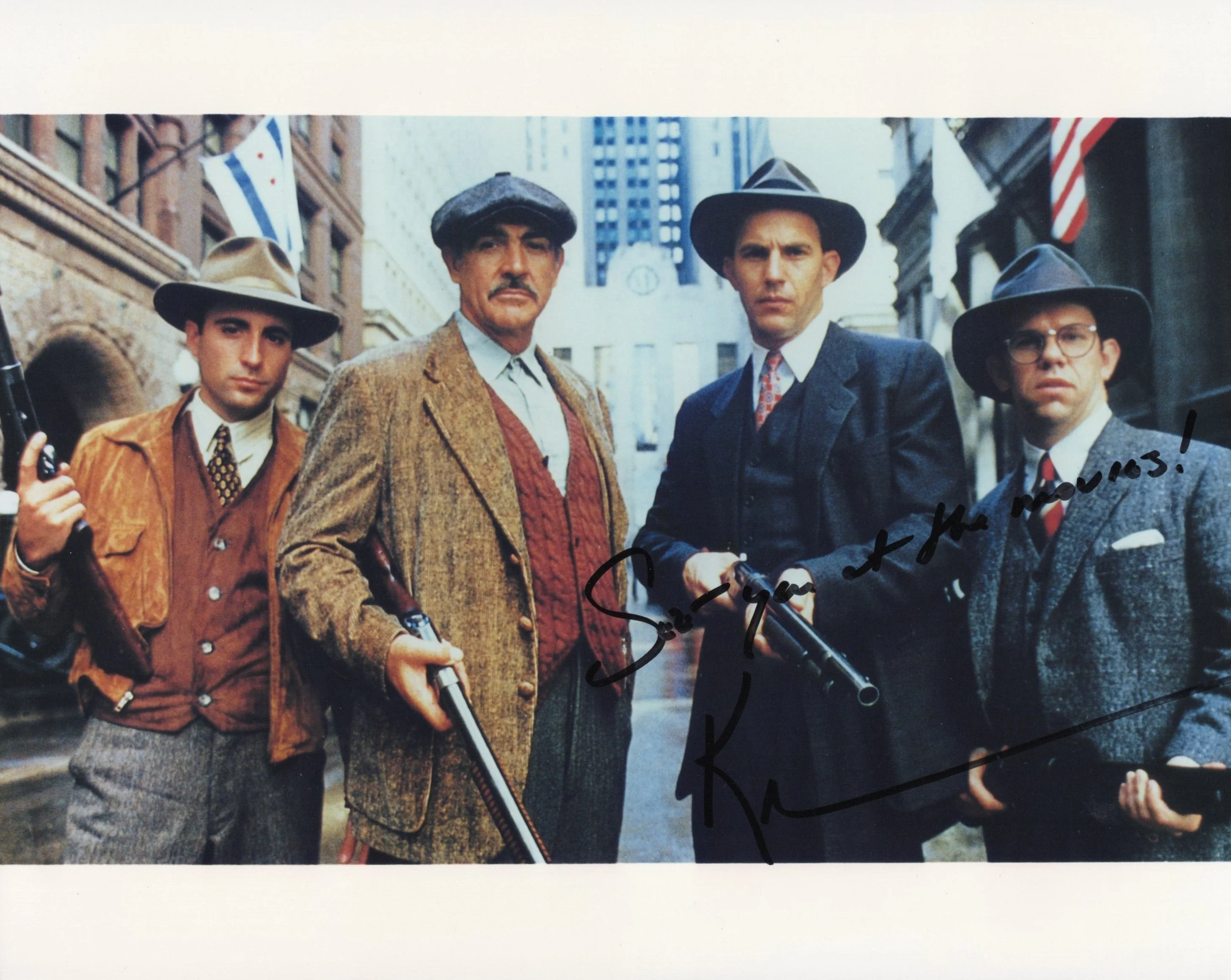 Kevin Costner Signed Photo 8x10 in Untouchables, Personalized “See You at the Movies!”