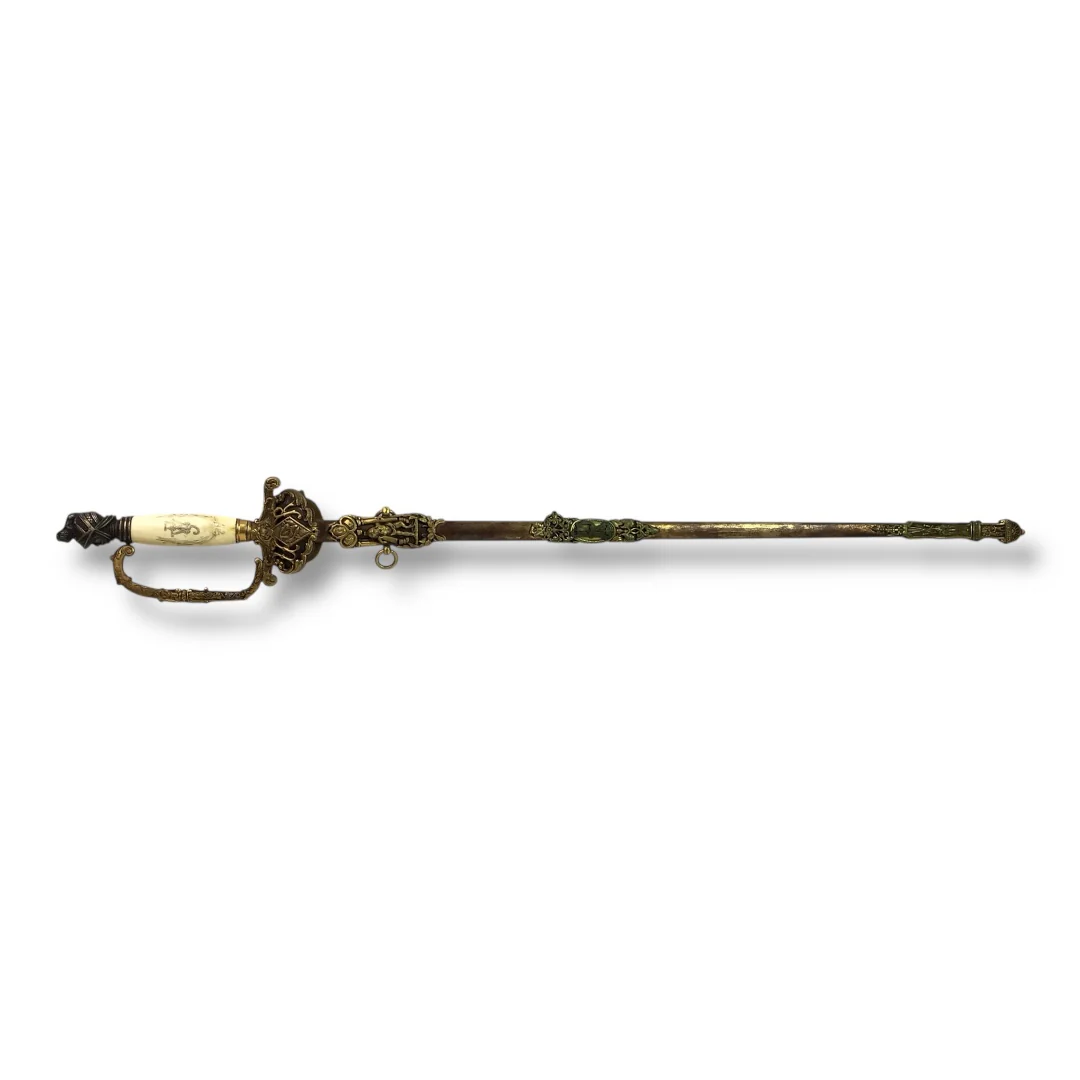 Knights of Pythias Ceremonial Sword - Named Frank V. Wade, F.C.B. Motto