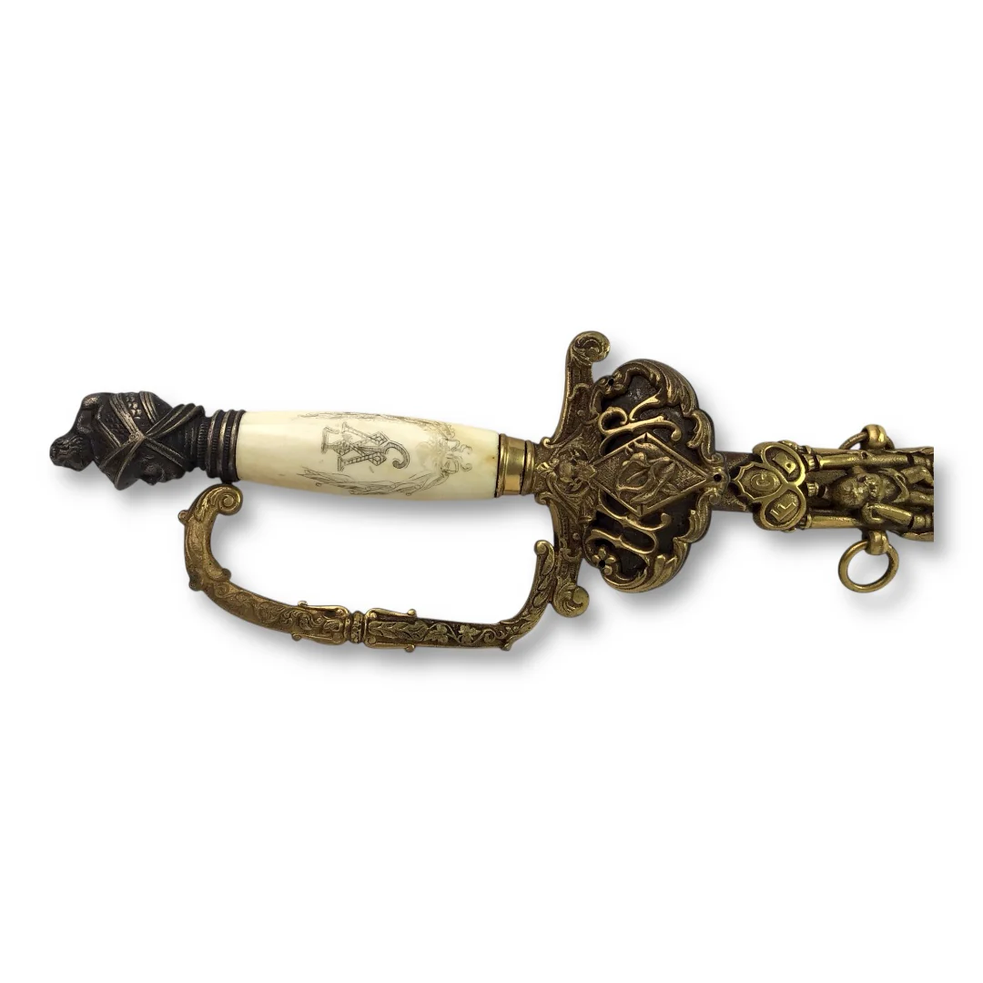 Knights of Pythias Ceremonial Sword - Named Frank V. Wade, F.C.B. Motto - Image 2