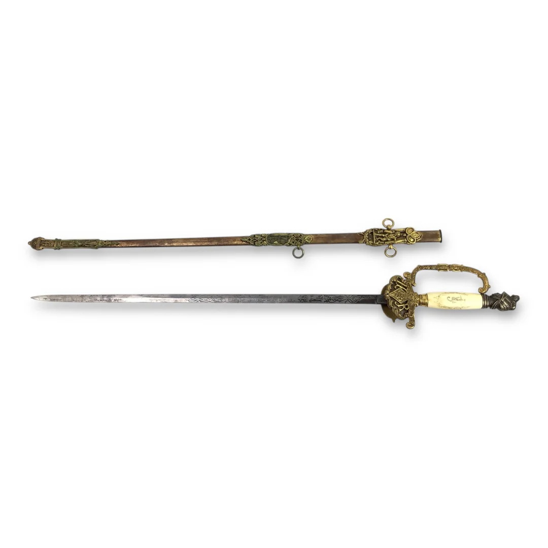 Knights of Pythias Ceremonial Sword - Named Frank V. Wade, F.C.B. Motto - Image 6