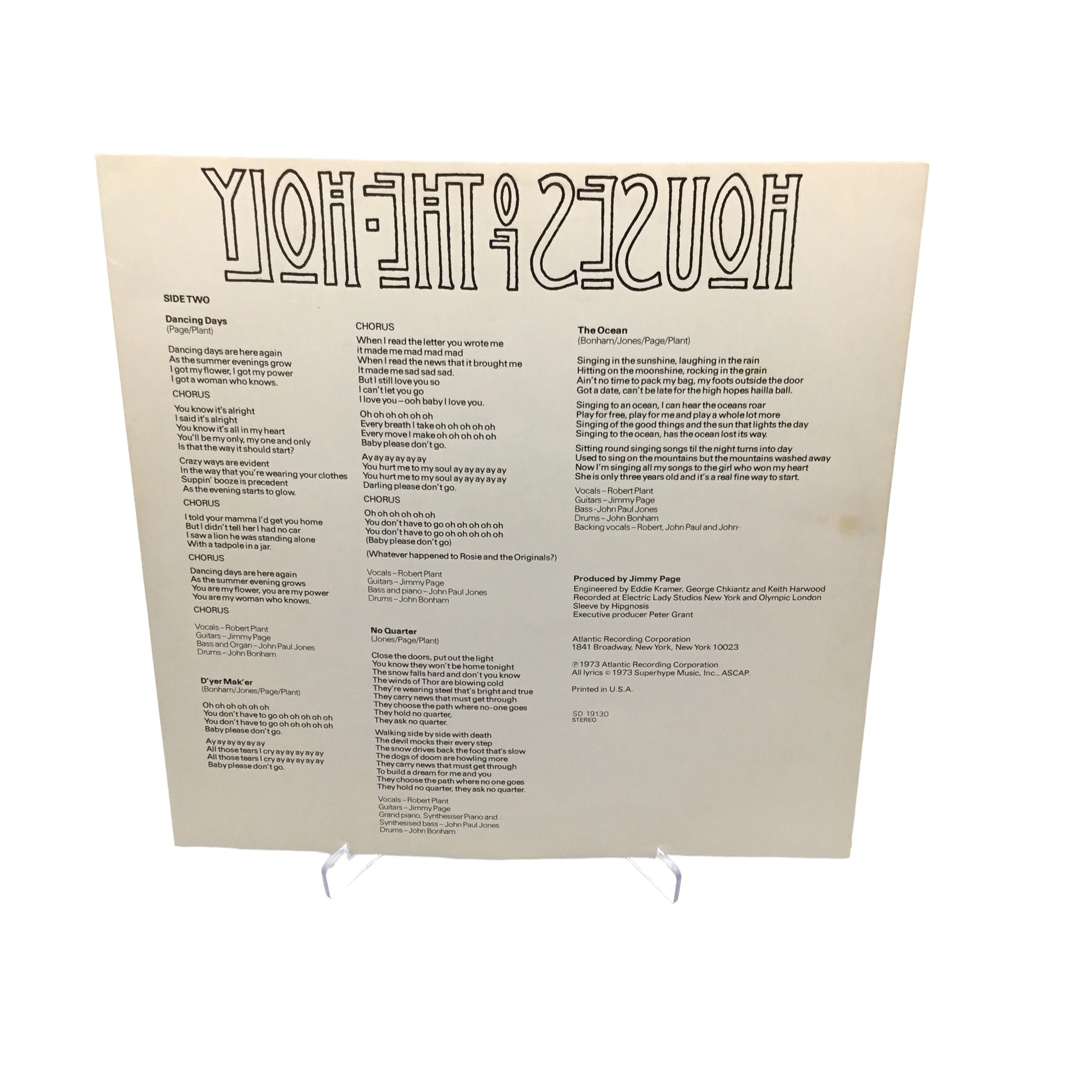 Led Zeppelin Houses of the Holy vinyl SD 19130 Used - Image 4
