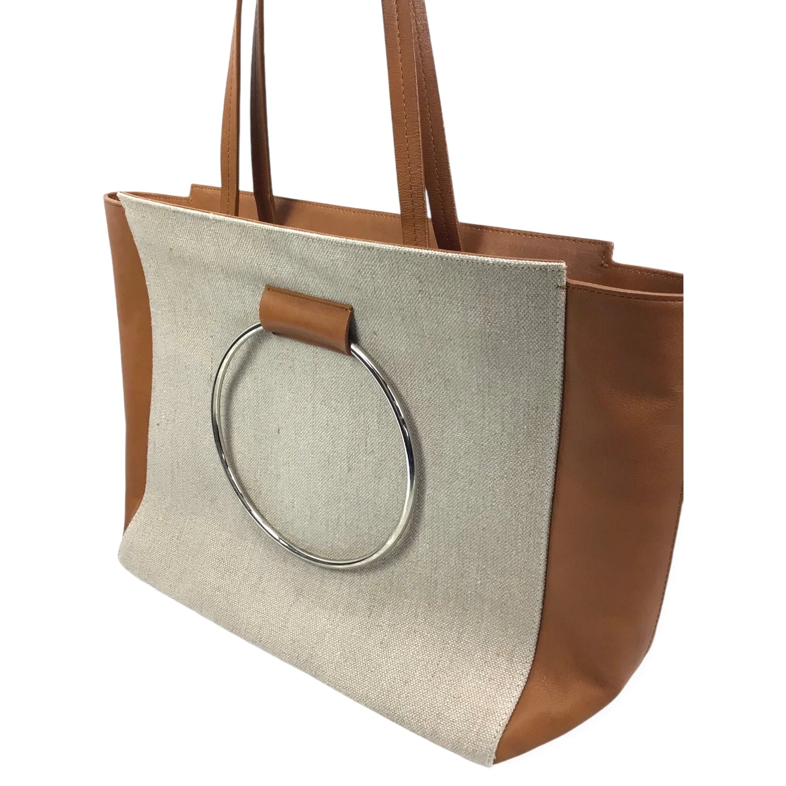 Little Liffner Tote - Canvas and Brown Leather - Image 3