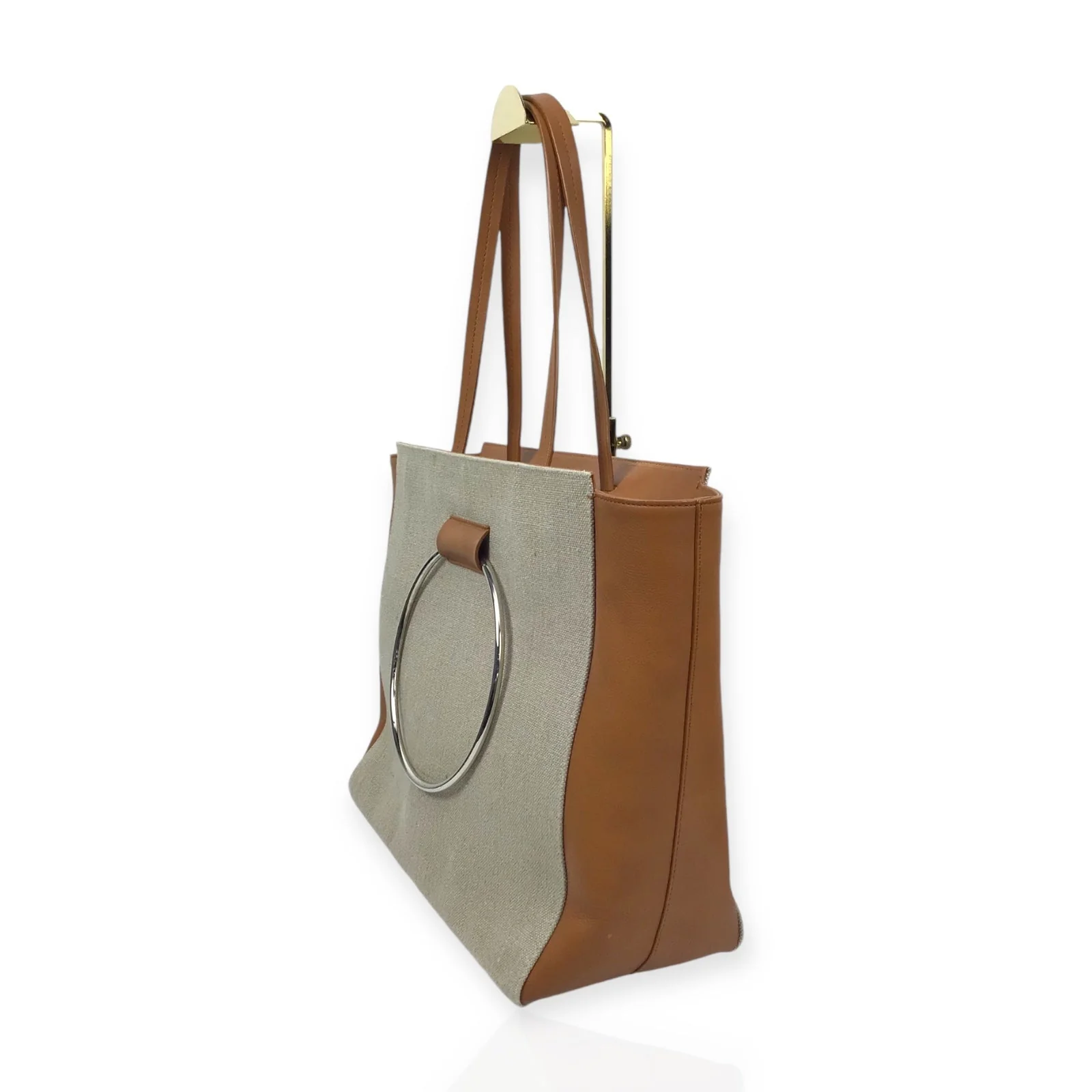 Little Liffner Tote - Canvas and Brown Leather - Image 5