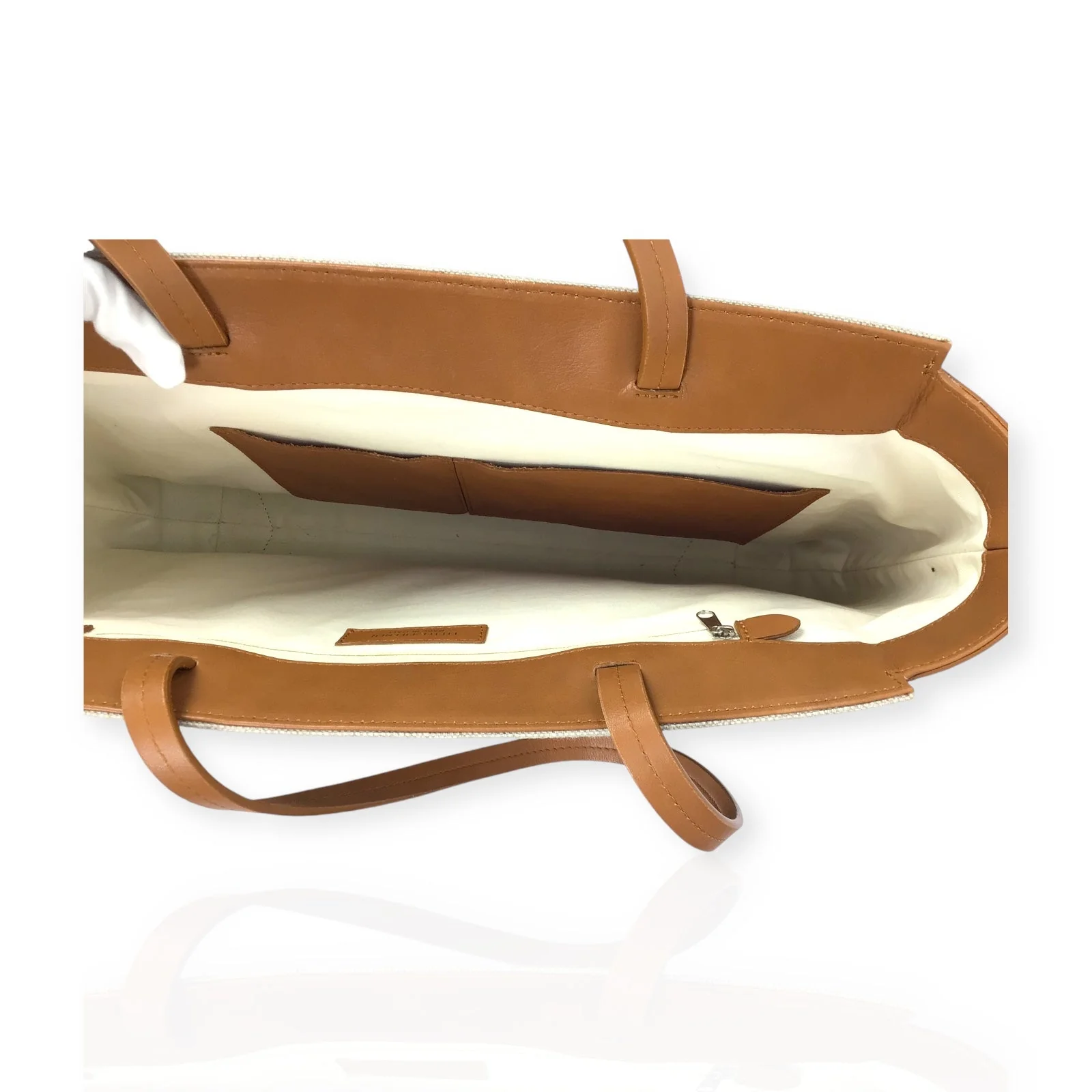 Little Liffner Tote - Canvas and Brown Leather - Image 6