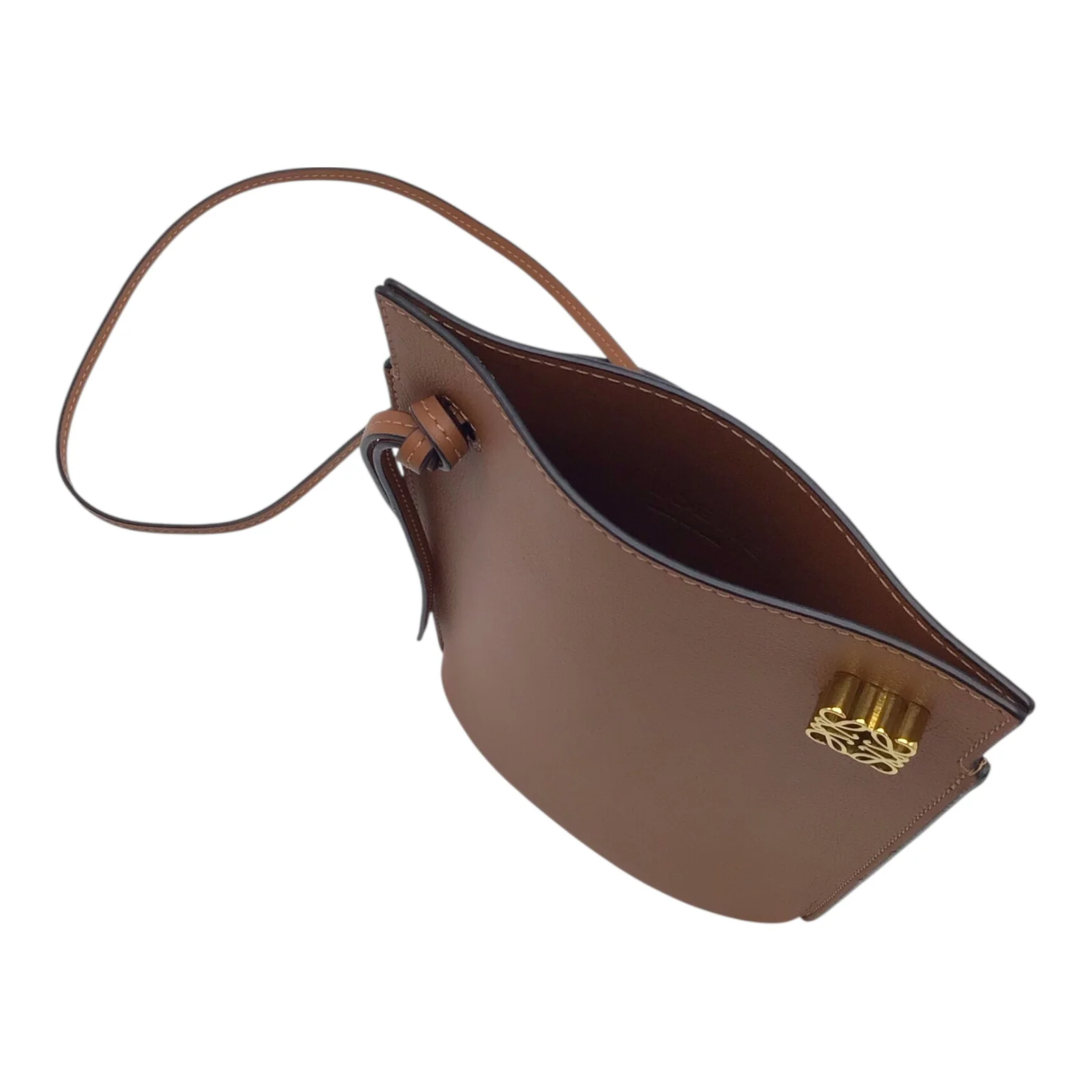 Loewe “Dice” Pocket Bag in Gold Calfskin Leather – Anagram Logo, Crossbody Style, With Dust Bag - Image 4