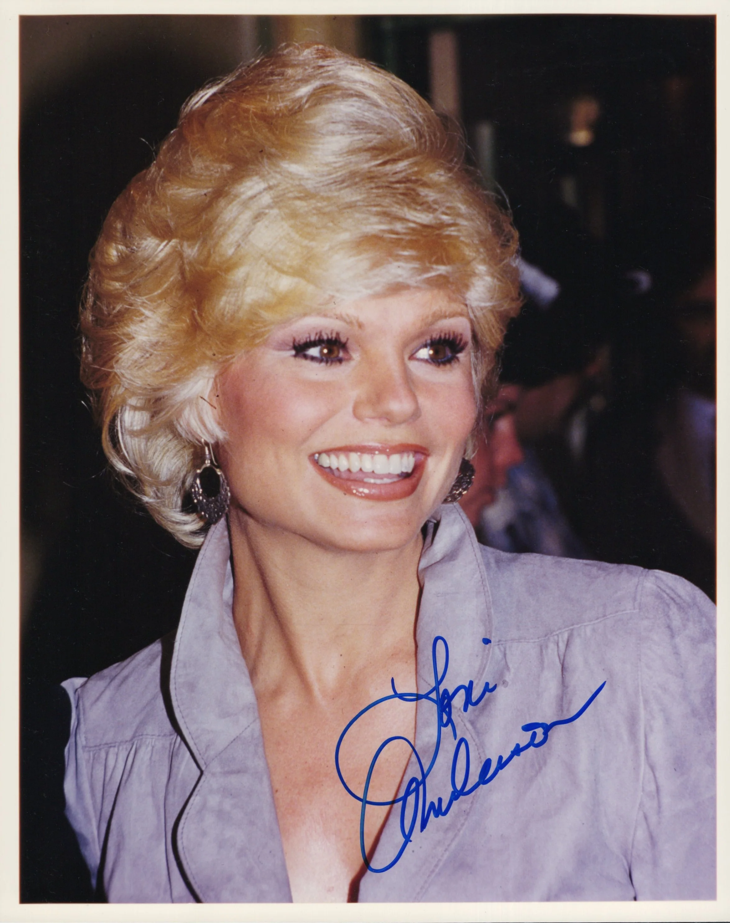 Loni Anderson Signed Photo 8x10, Loni Anderson Autograph in Blue Top, PSA Letter Certified Authentic