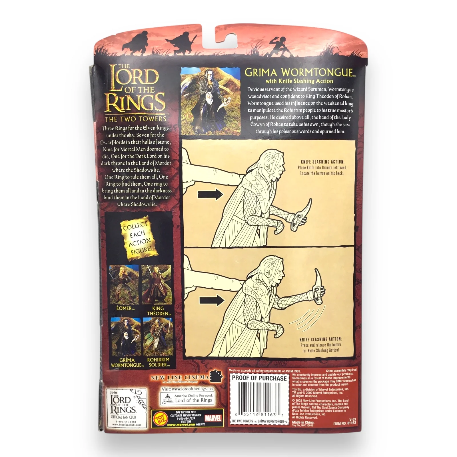 Lord of the Rings Gríma Wormtongue with Knife Slashing Action (Toy Biz, 2002, New in Box) - Image 2