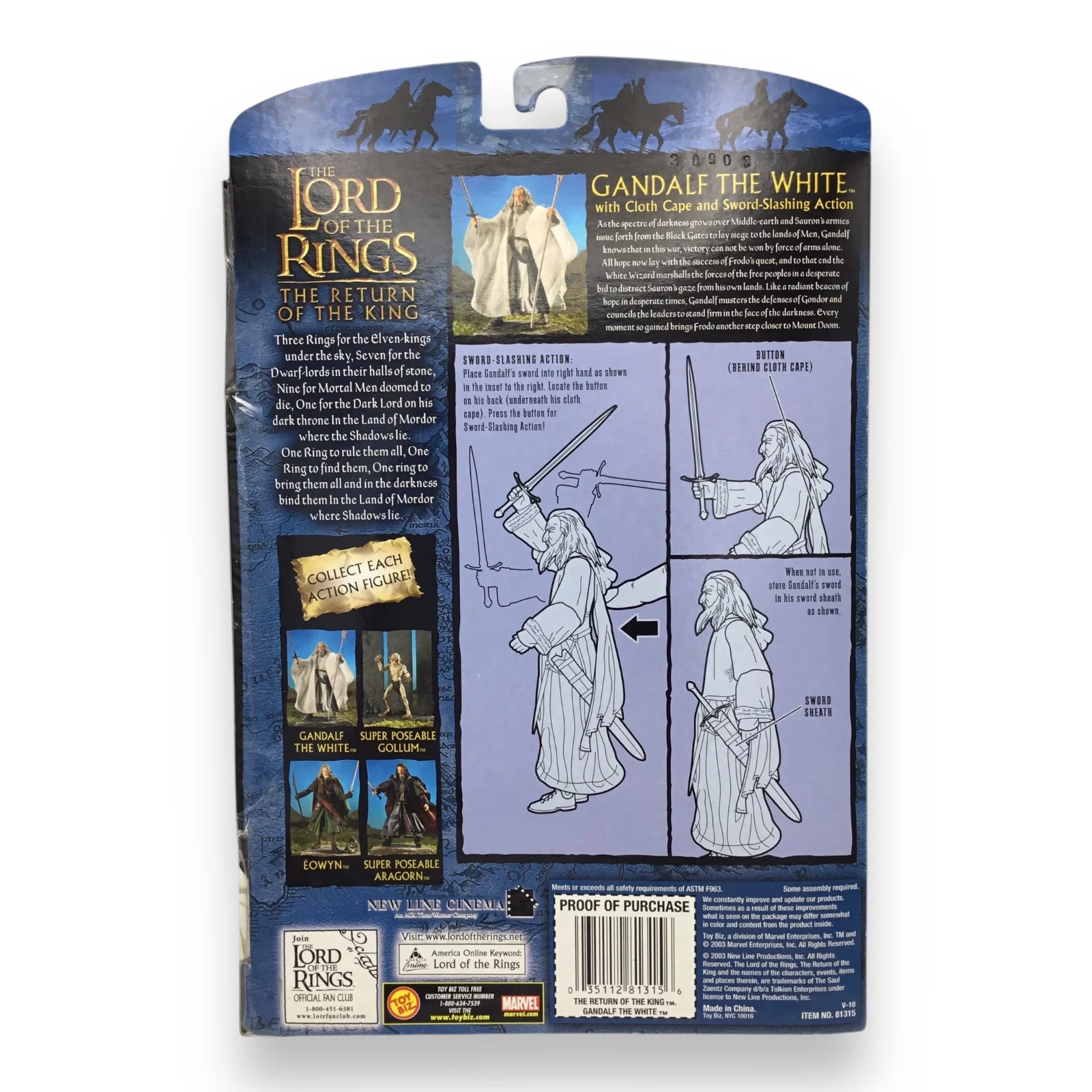 Lord of the Rings Return of the King Gandalf the White with Cloth Cape & Sword-Slashing Action (Toy Biz, New in Box) - Image 2