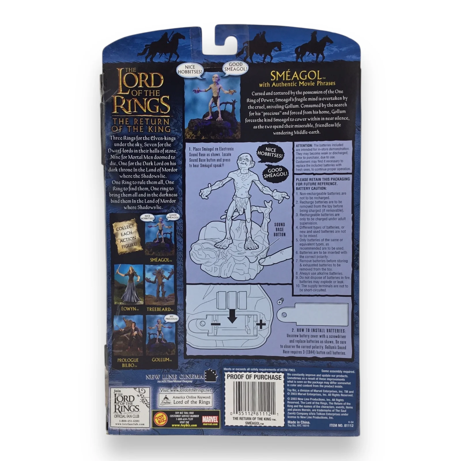 Lord of the Rings Return of the King – Sméagol with Authentic Movie Phrases (Toy Biz, 2003, New in Box) - Image 2