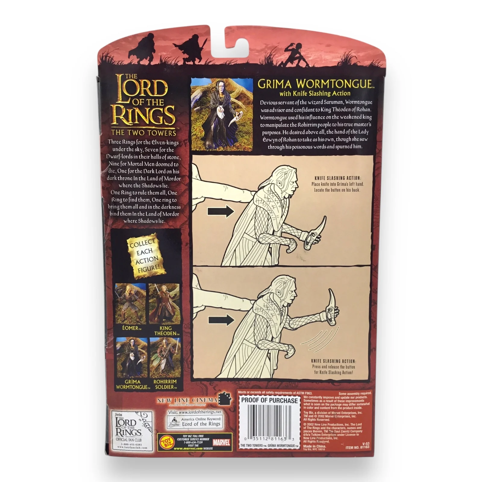 Lord of the Rings The Two Towers – Gríma Wormtongue with Knife-Slashing Action (Toy Biz, 2002, New in Box) - Image 2