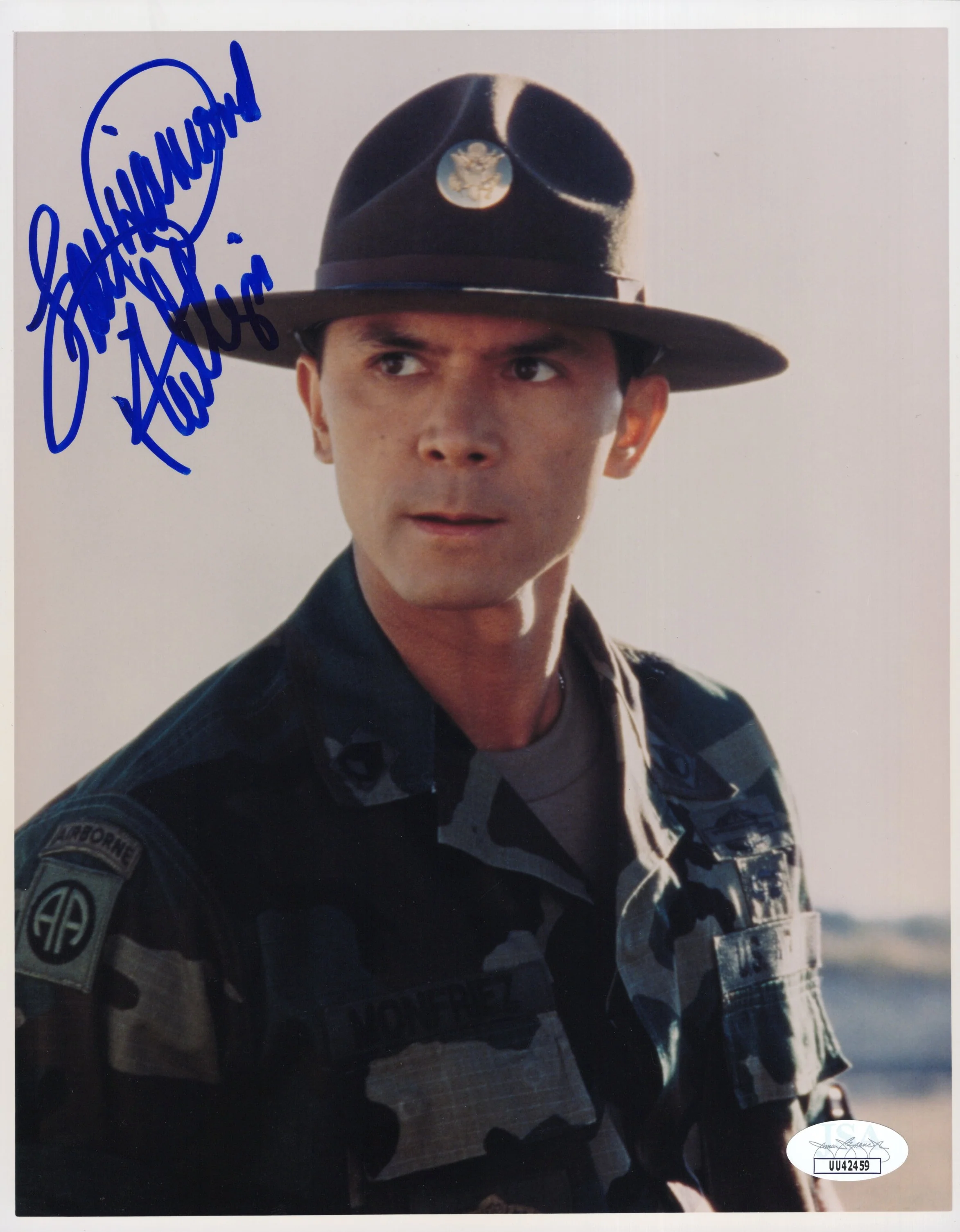 Lou Diamond Phillips Signed Photo 8x10, Lou Diamond Phillips Autograph in Courage Under Fire as Monfriez, Bust Shot, JSA and PSA Letter Double Certified Authentic UU42459